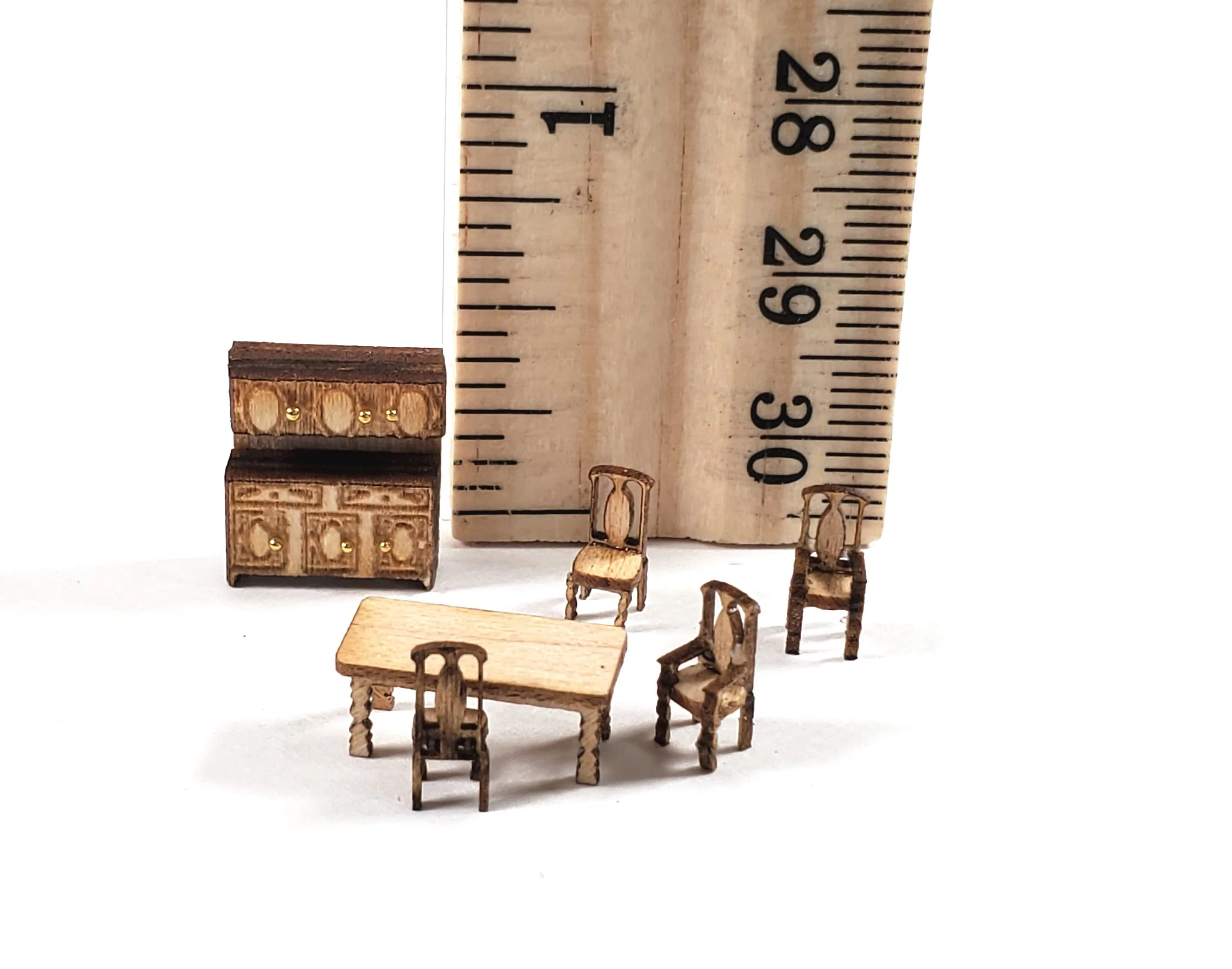 Dollhouse 1:144 Scale Furniture KIT DIY Country Dining Room Miniature Set Table - Image 5