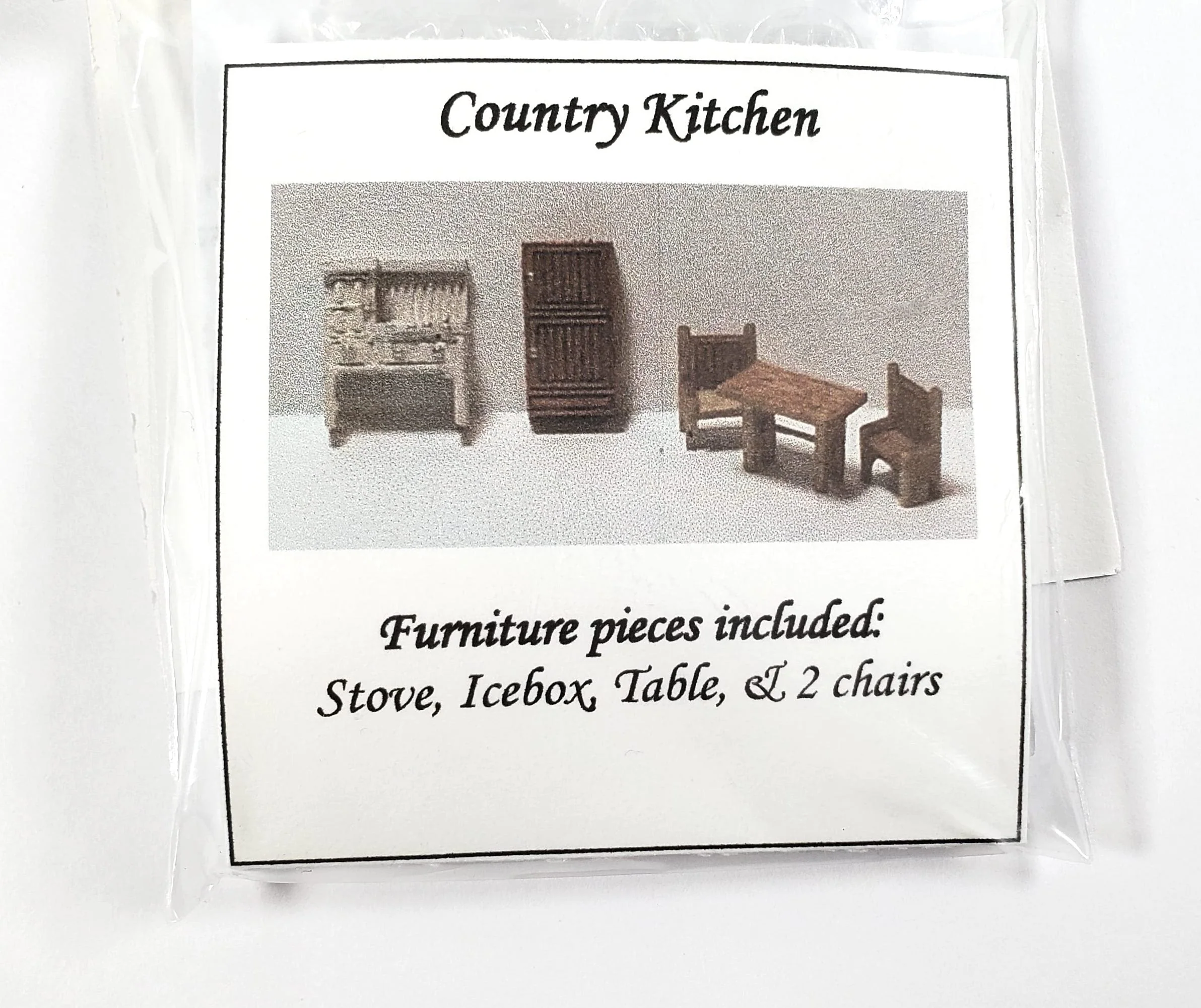 Dollhouse 1:144 Scale Furniture KIT DIY Country Kitchen Stove Table Fridge - Image 3