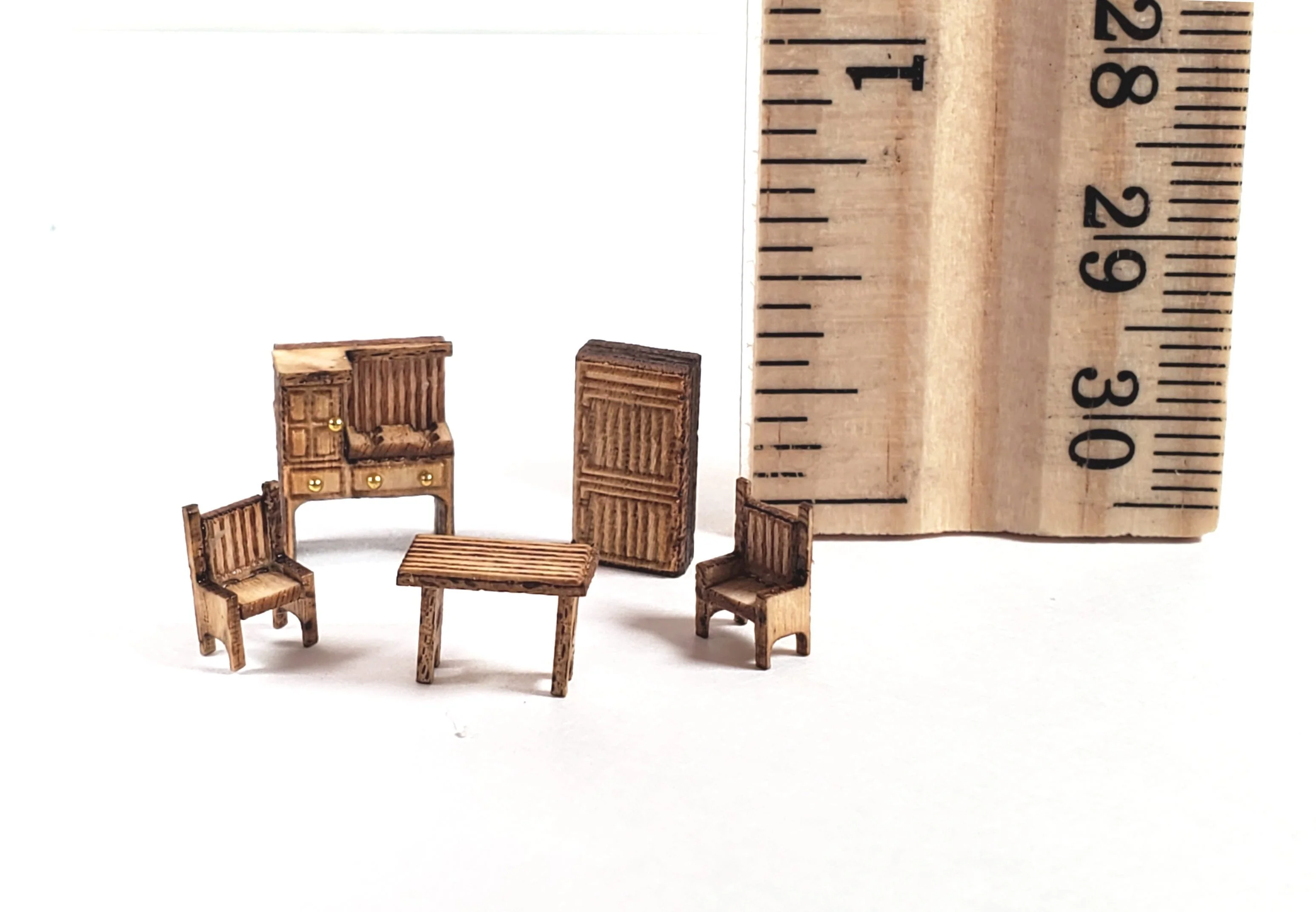 Dollhouse 1:144 Scale Furniture KIT DIY Country Kitchen Stove Table Fridge - Image 4