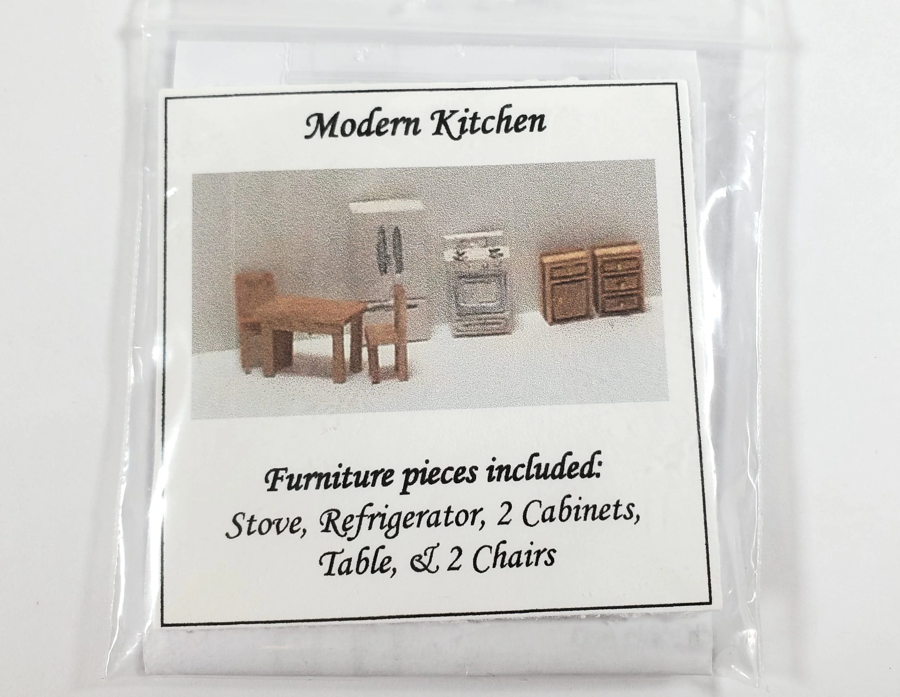 Dollhouse 1:144 Scale Furniture KIT DIY Modern Kitchen Stove Fridge Table Chairs - Image 3