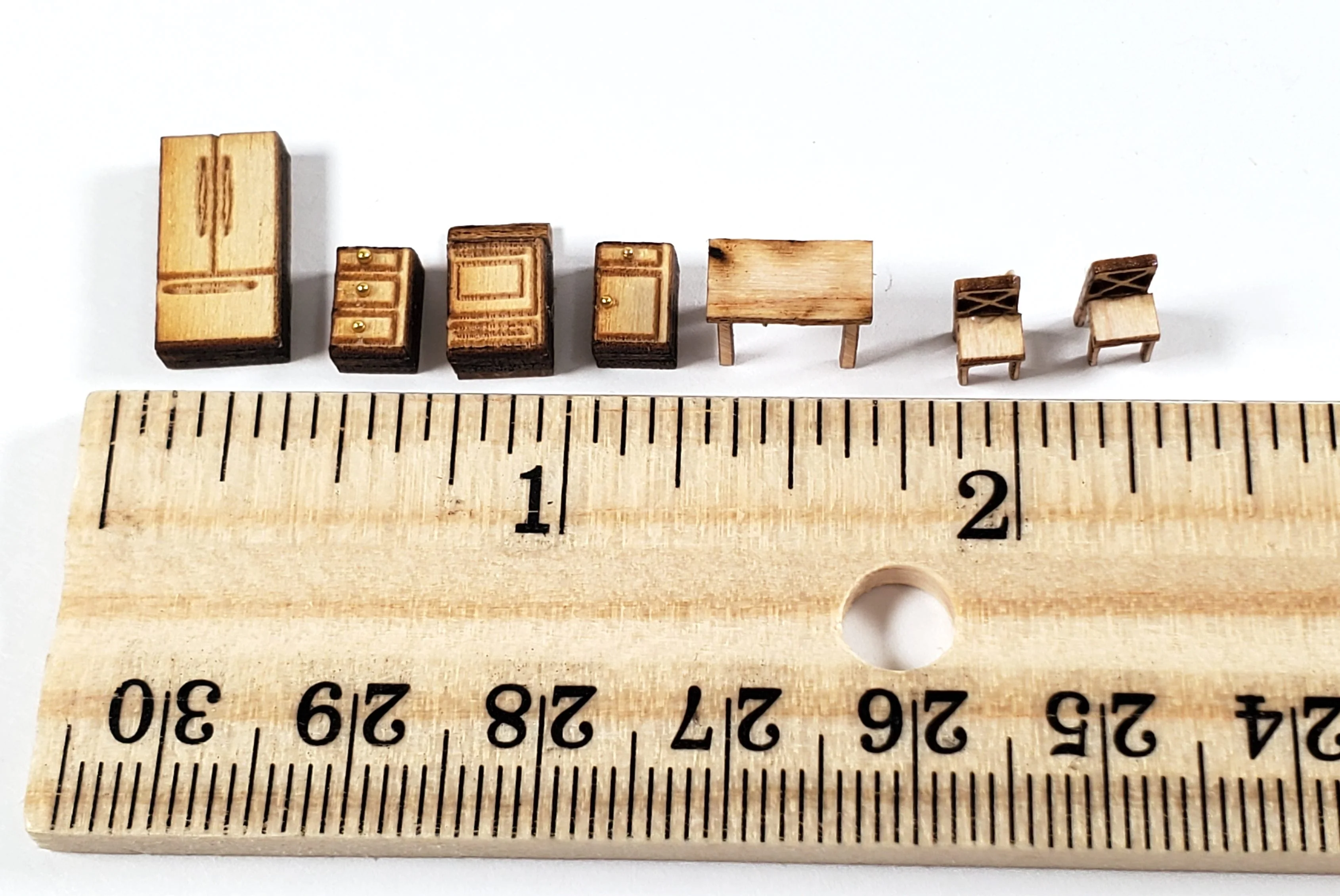 Dollhouse 1:144 Scale Furniture KIT DIY Modern Kitchen Stove Fridge Table Chairs - Image 4