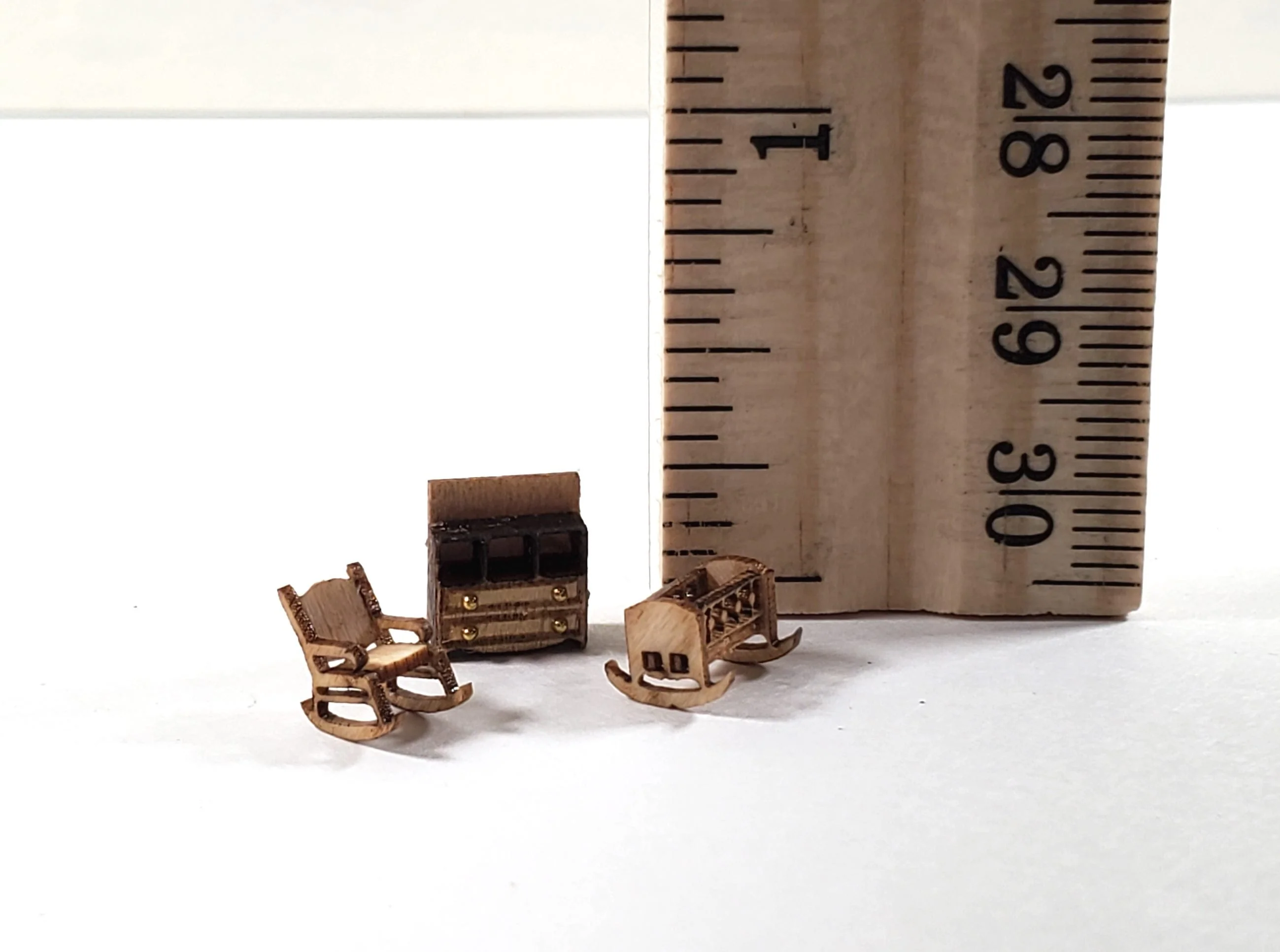 Dollhouse 1:144 Scale Furniture KIT DIY Nursery Room Kit Cradle Rocking Chair + - Image 4