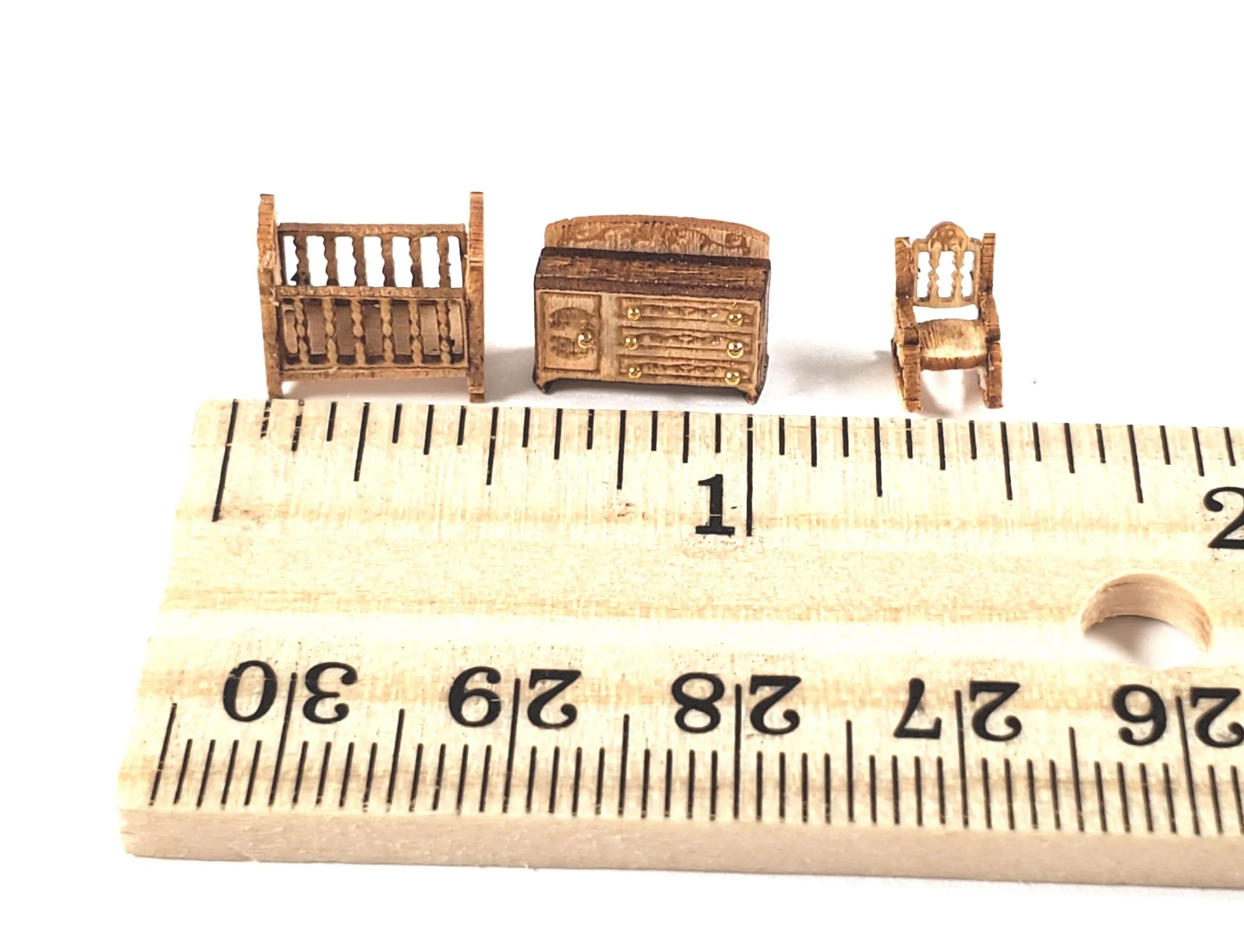 Dollhouse 1:144 Scale Furniture KIT DIY Victorian Nursery Crib Changing Table ++ - Image 4