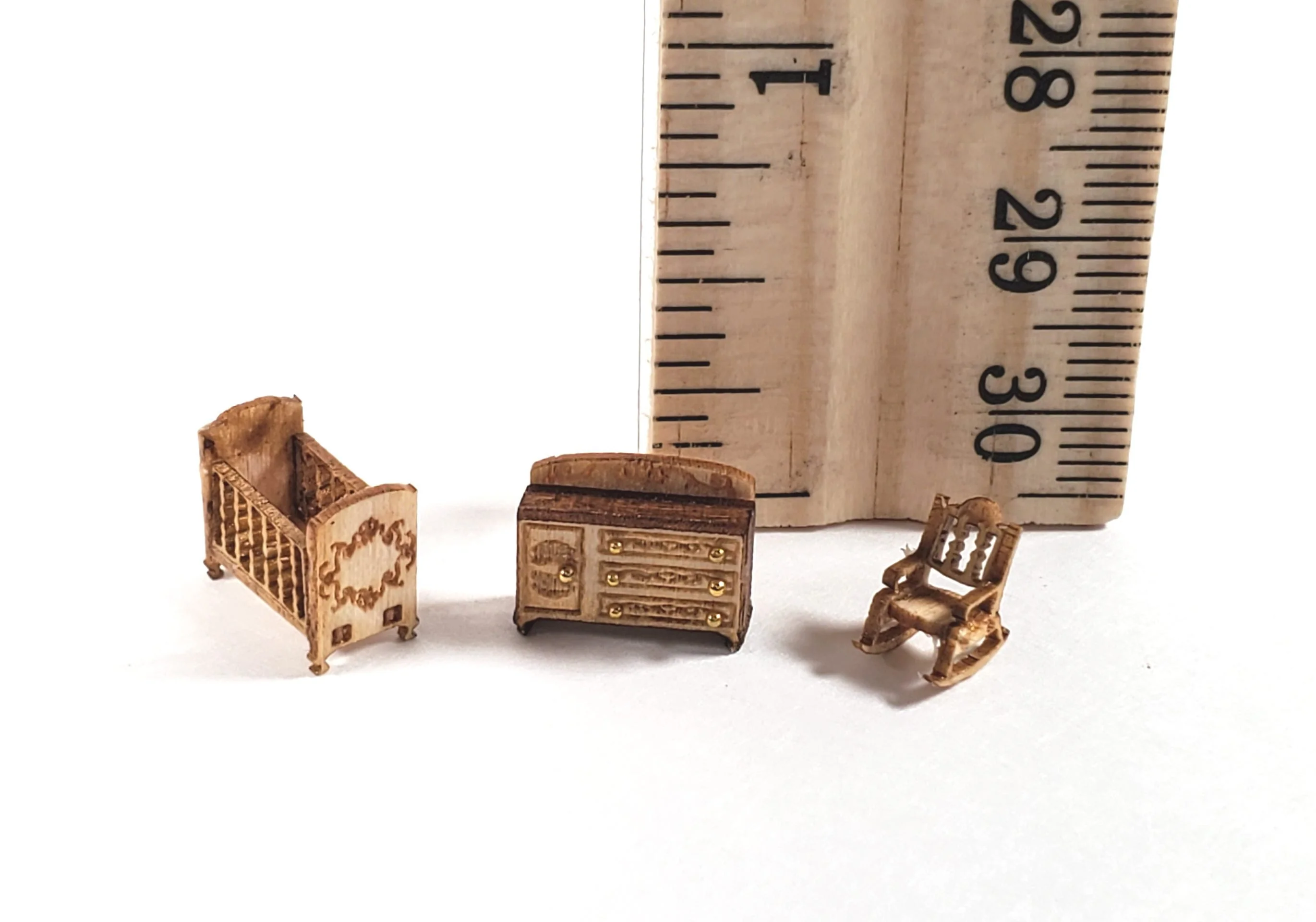 Dollhouse 1:144 Scale Furniture KIT DIY Victorian Nursery Crib Changing Table ++ - Image 5