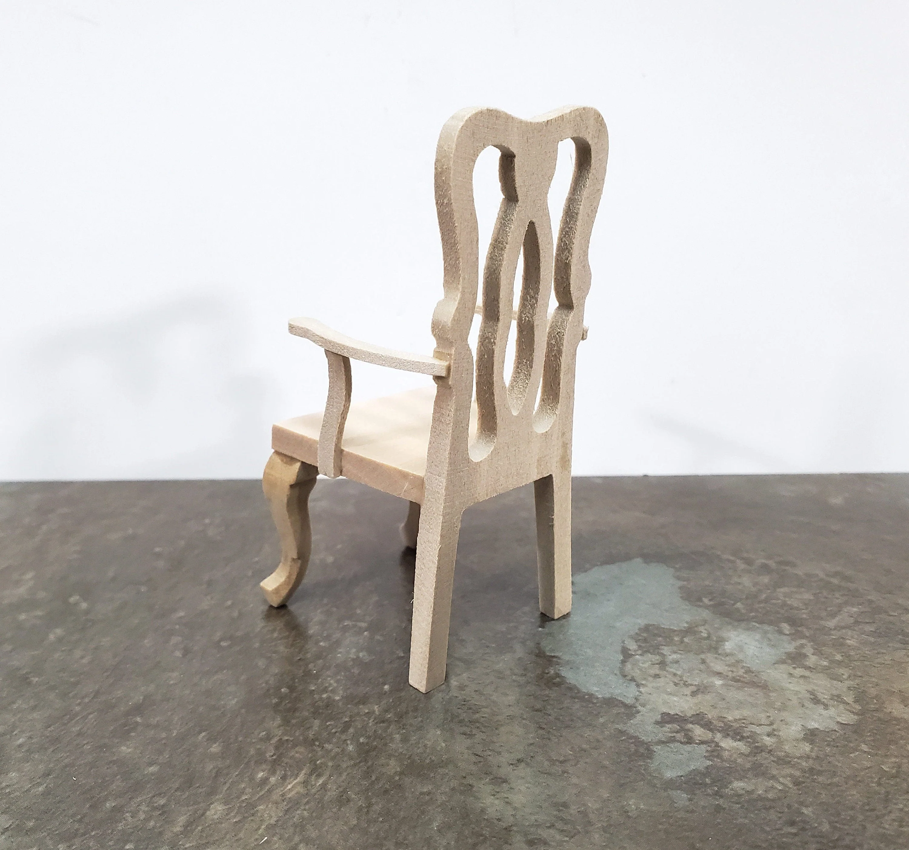 Dollhouse Arm Chair Dining or Side Chair Unpainted Wood 1:12 Scale Miniature Furniture - Image 3
