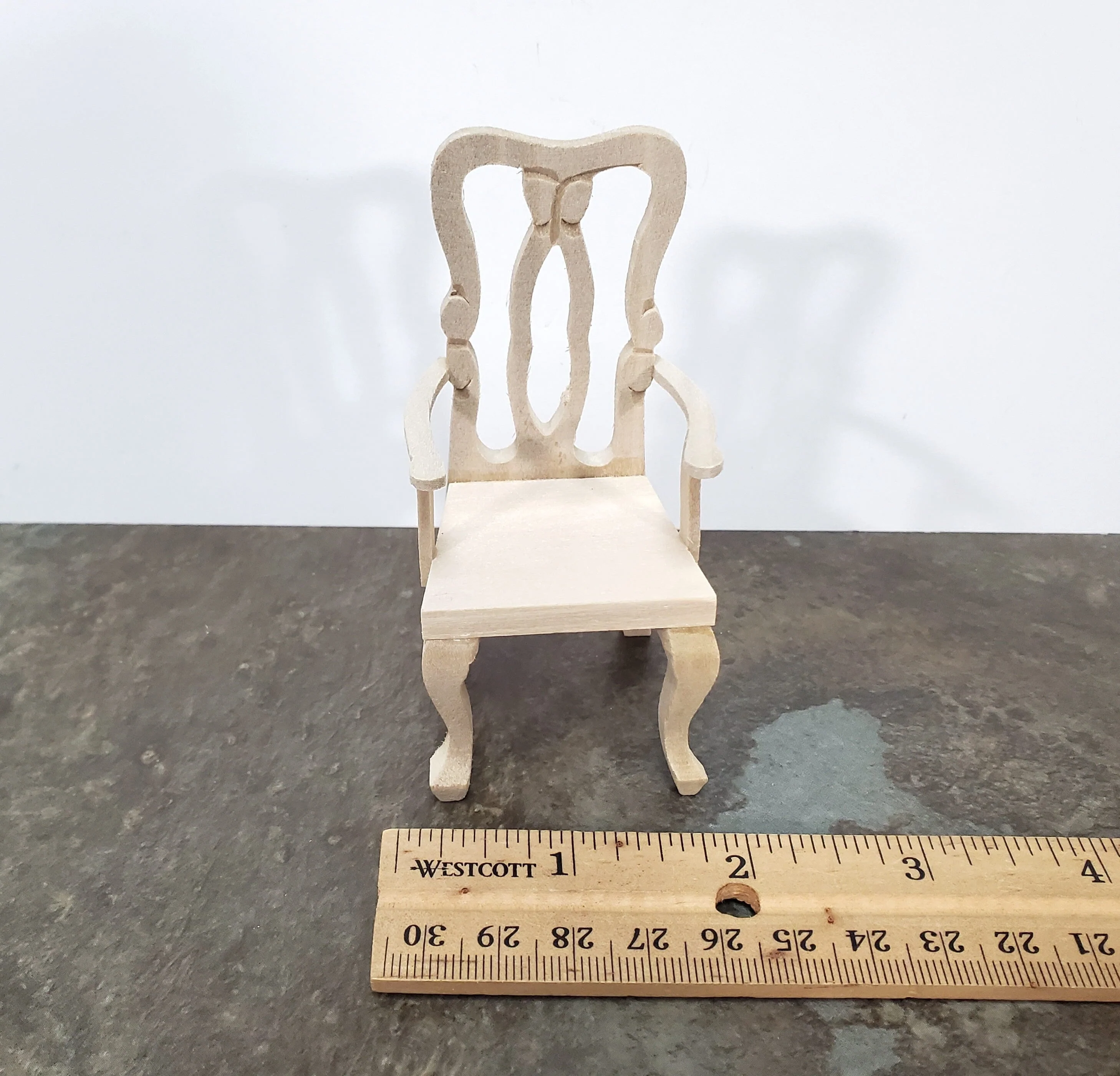 Dollhouse Arm Chair Dining or Side Chair Unpainted Wood 1:12 Scale Miniature Furniture - Image 5
