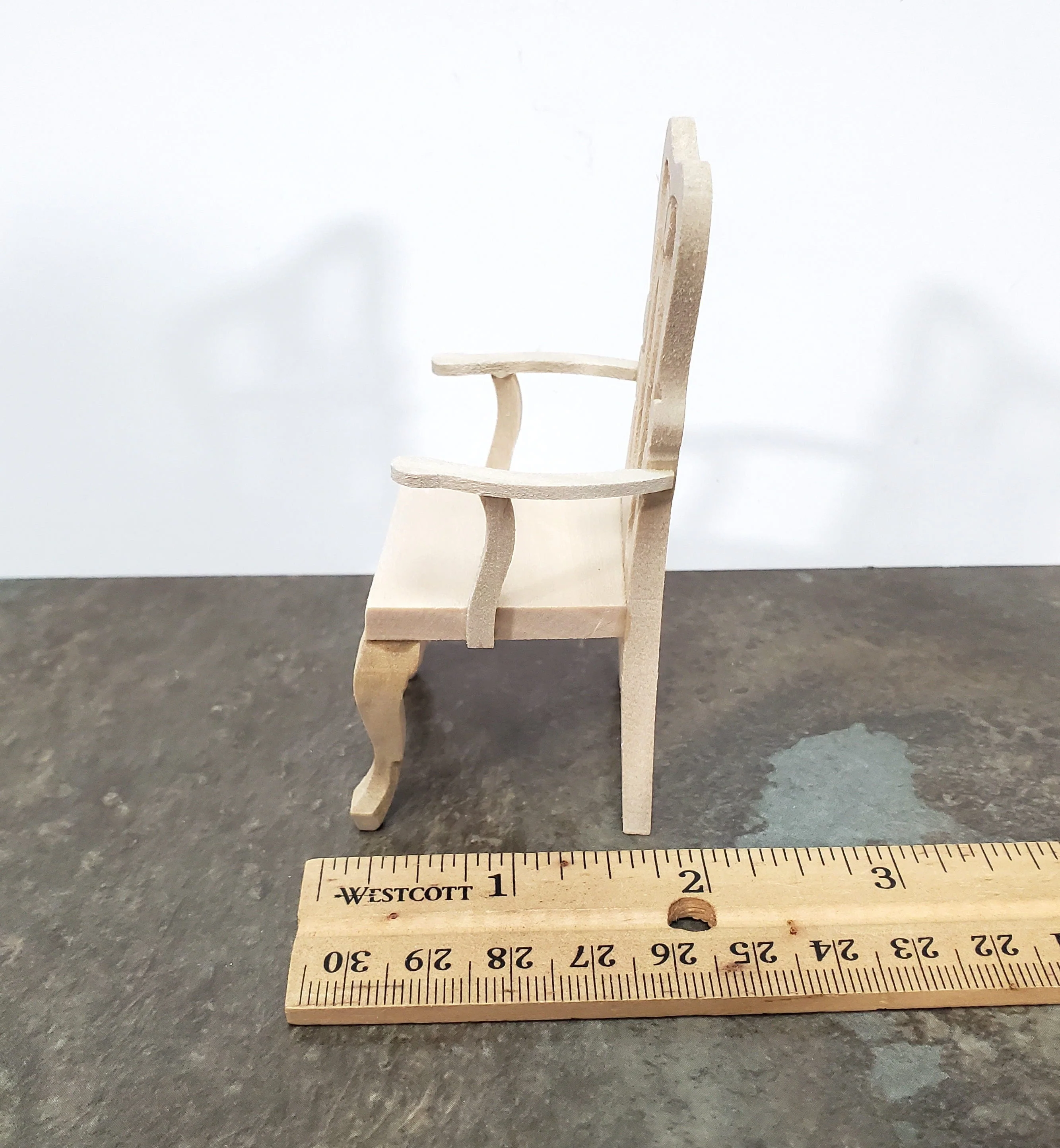 Dollhouse Arm Chair Dining or Side Chair Unpainted Wood 1:12 Scale Miniature Furniture - Image 6
