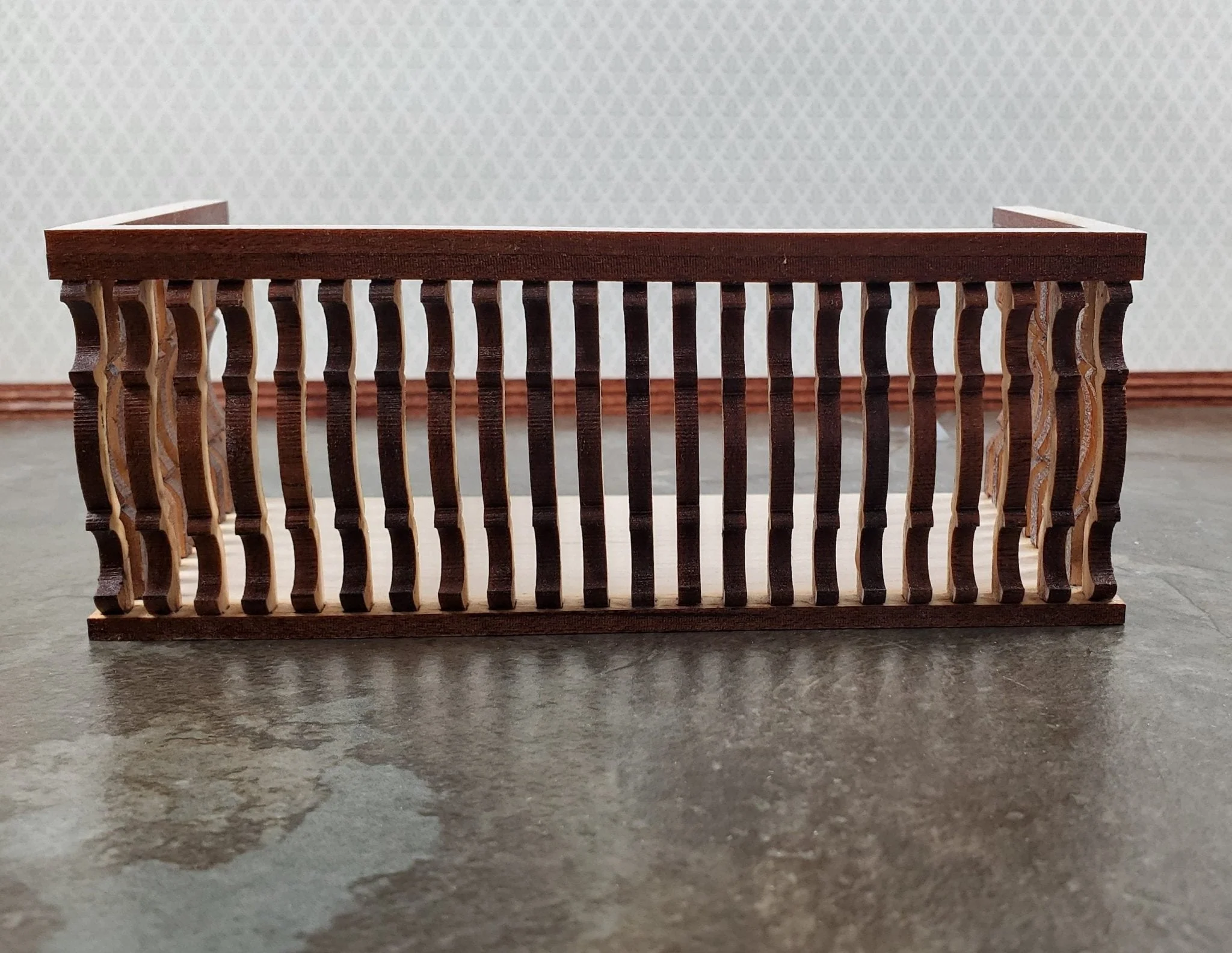 Dollhouse Balcony Square Double Unpainted Wood 5 1/2" Long 1:12 Scale Dollhouses and Miniatures - Image 3