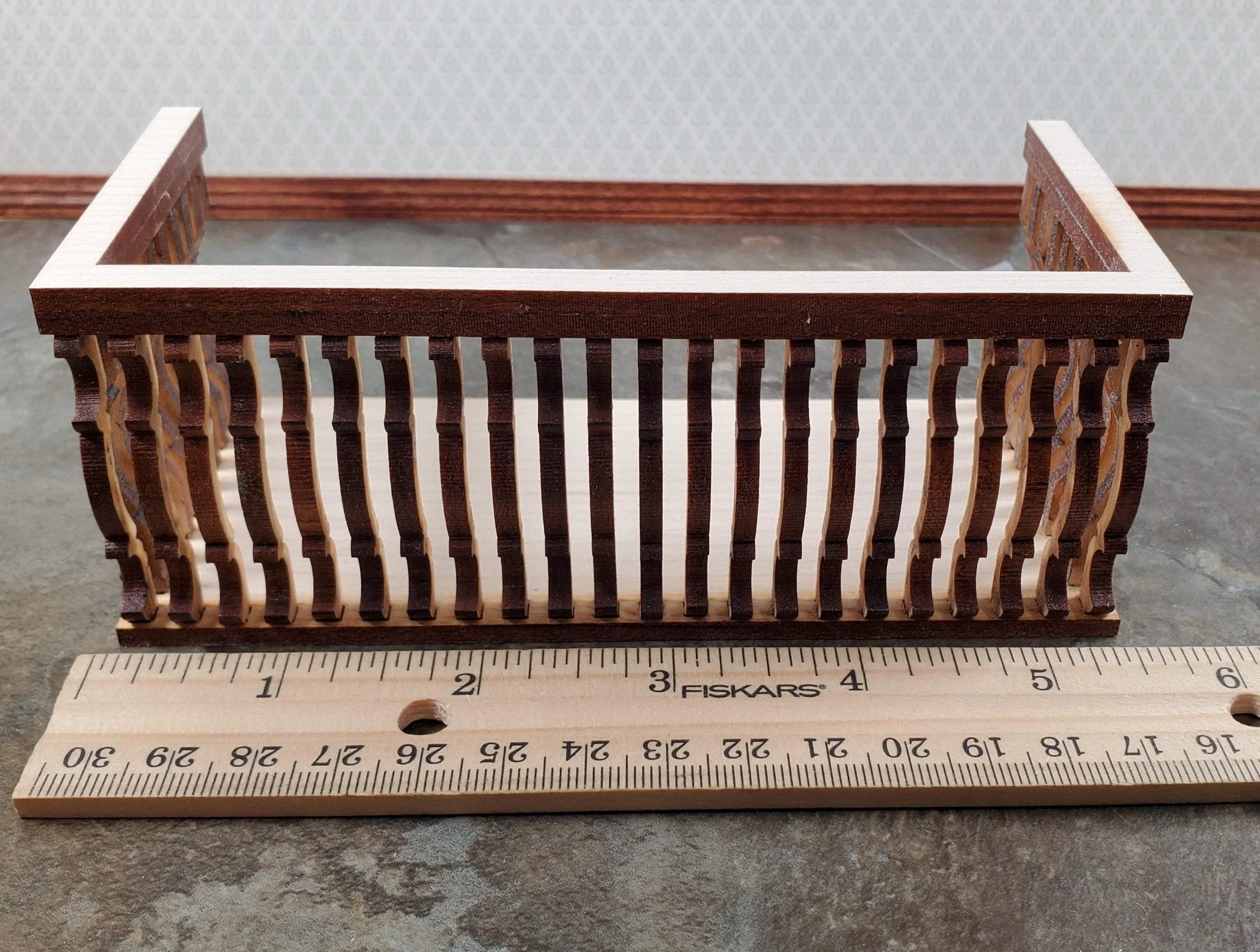 Dollhouse Balcony Square Double Unpainted Wood 5 1/2" Long 1:12 Scale Dollhouses and Miniatures - Image 5