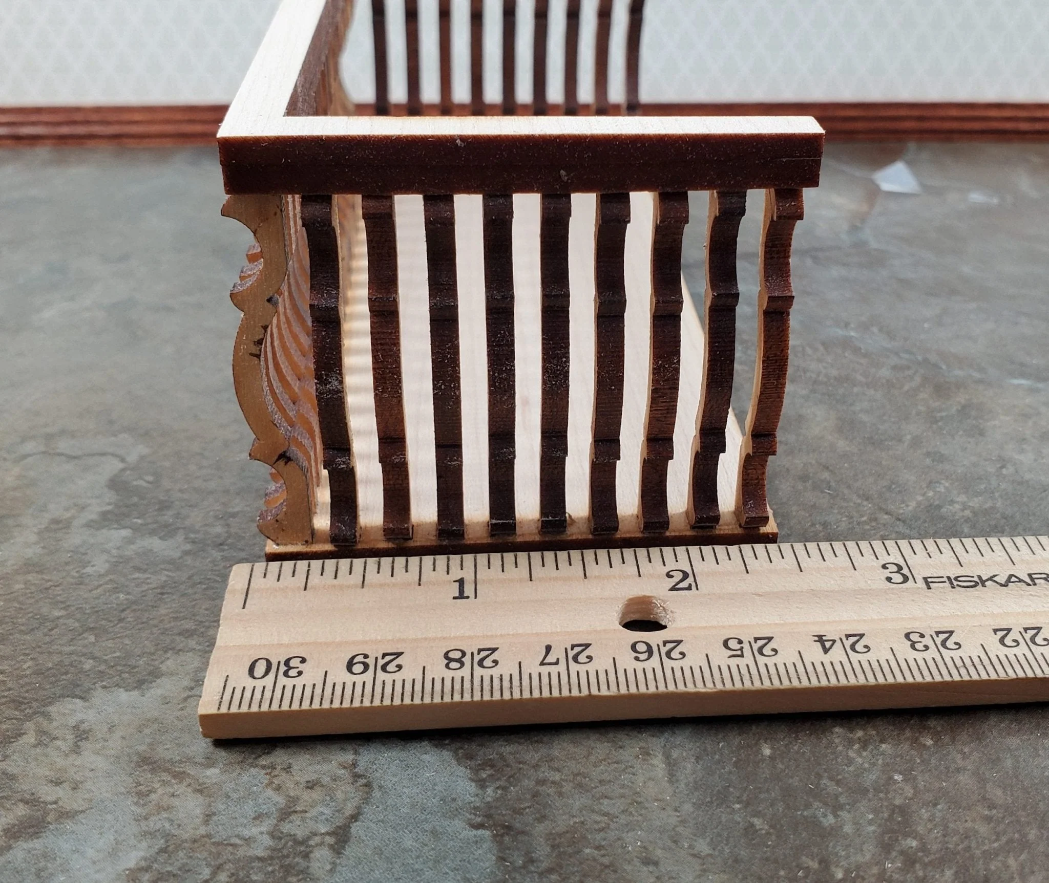 Dollhouse Balcony Square Double Unpainted Wood 5 1/2" Long 1:12 Scale Dollhouses and Miniatures - Image 6