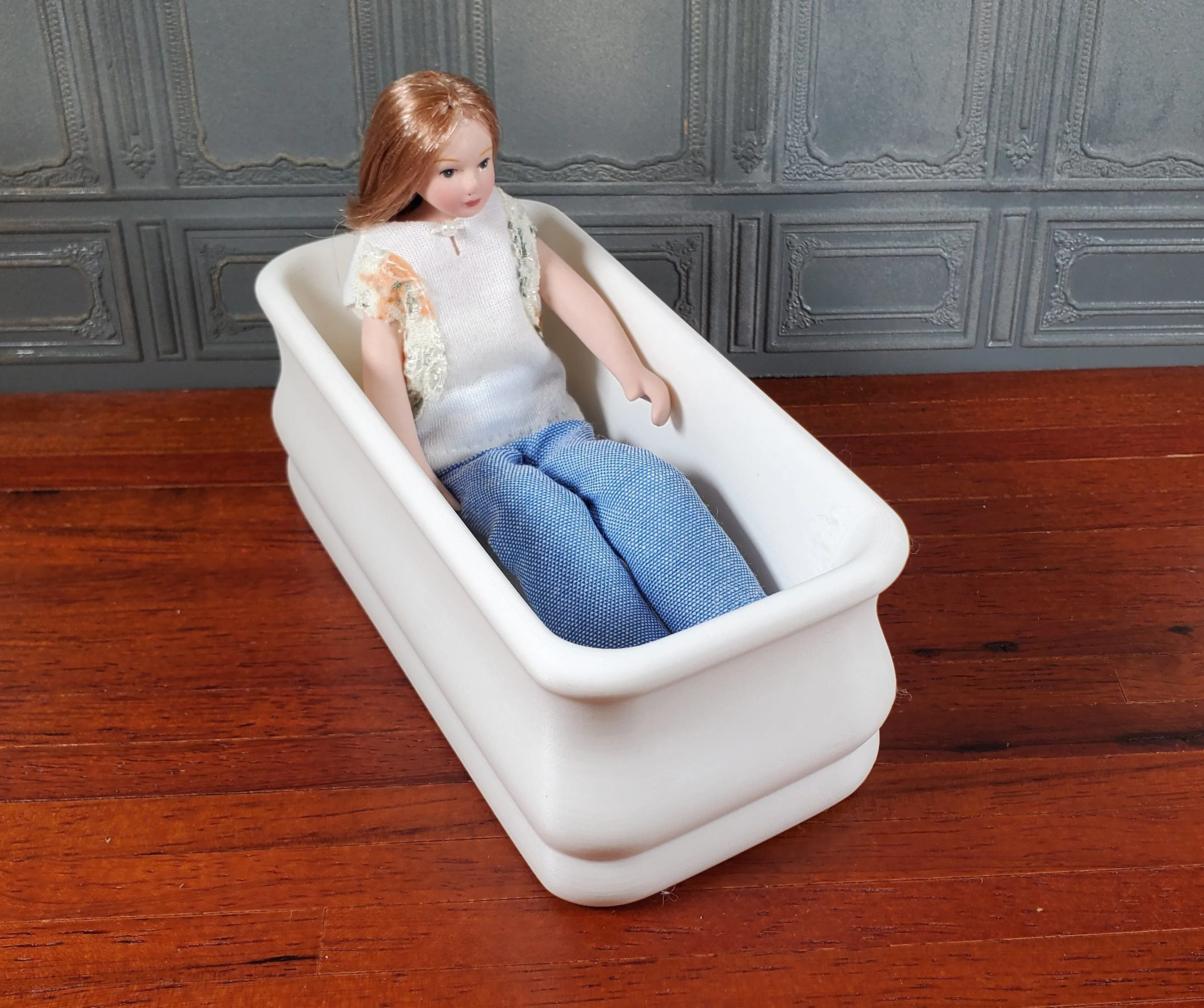 Dollhouse Bathtub Soaking Tub Large Victorian Style 1:12 Scale Miniature - Image 5