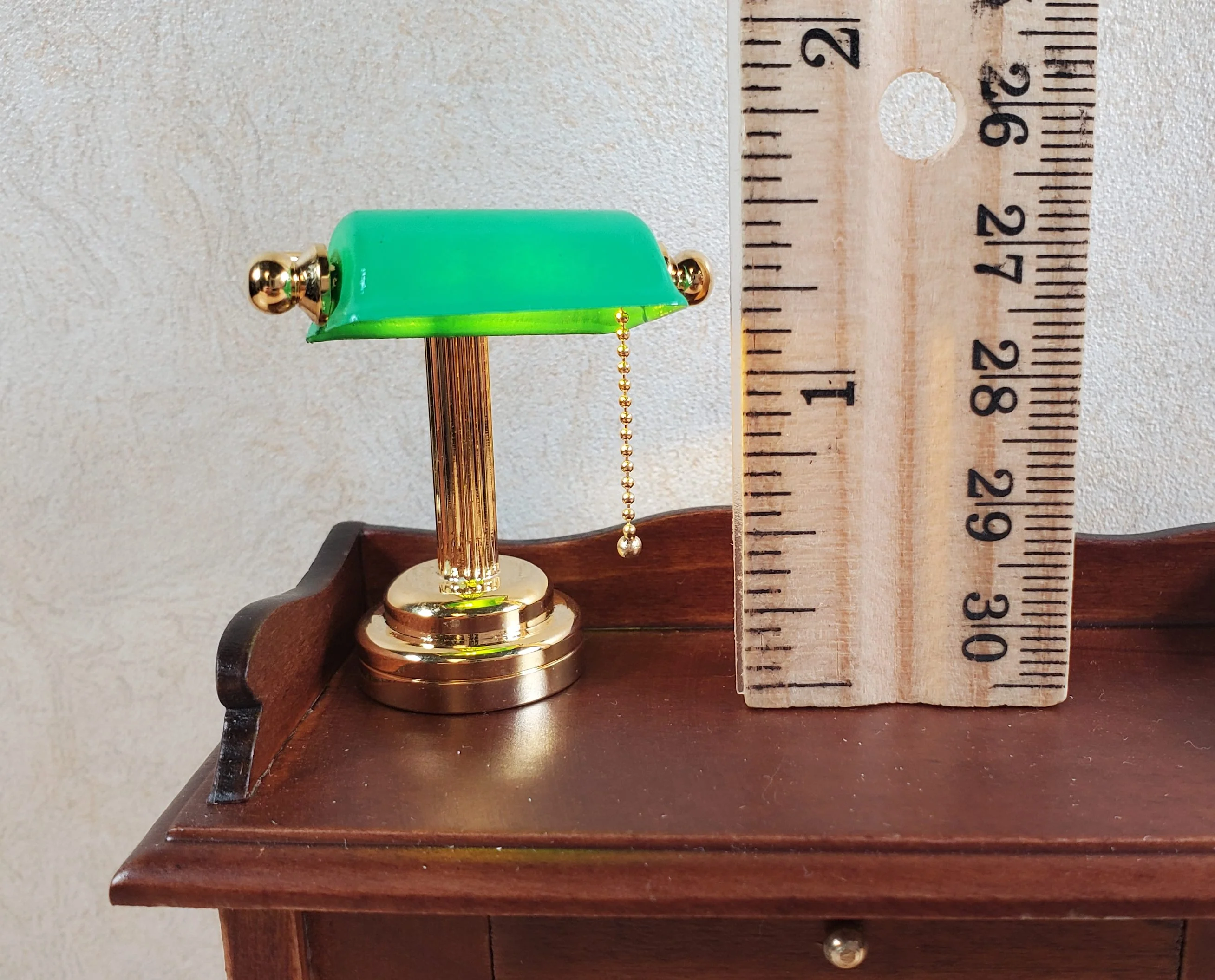 Dollhouse Battery Light Bankers Desk Table Lamp Green Shade 1:12 Scale Miniature - Image 5