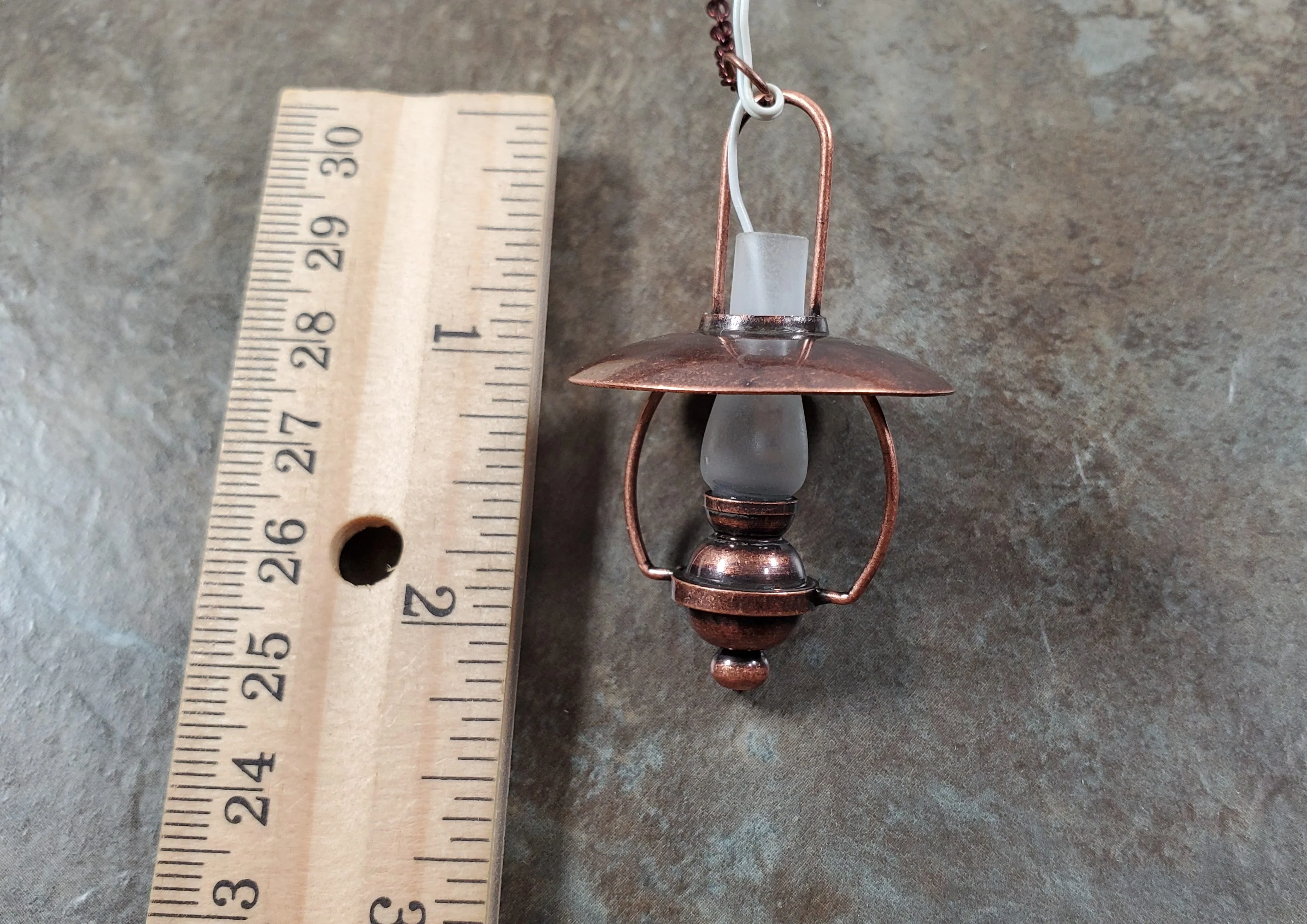 Dollhouse Battery Light "Gas" Ceiling Light Copper 1:12 Scale Lantern Houseworks - Image 4