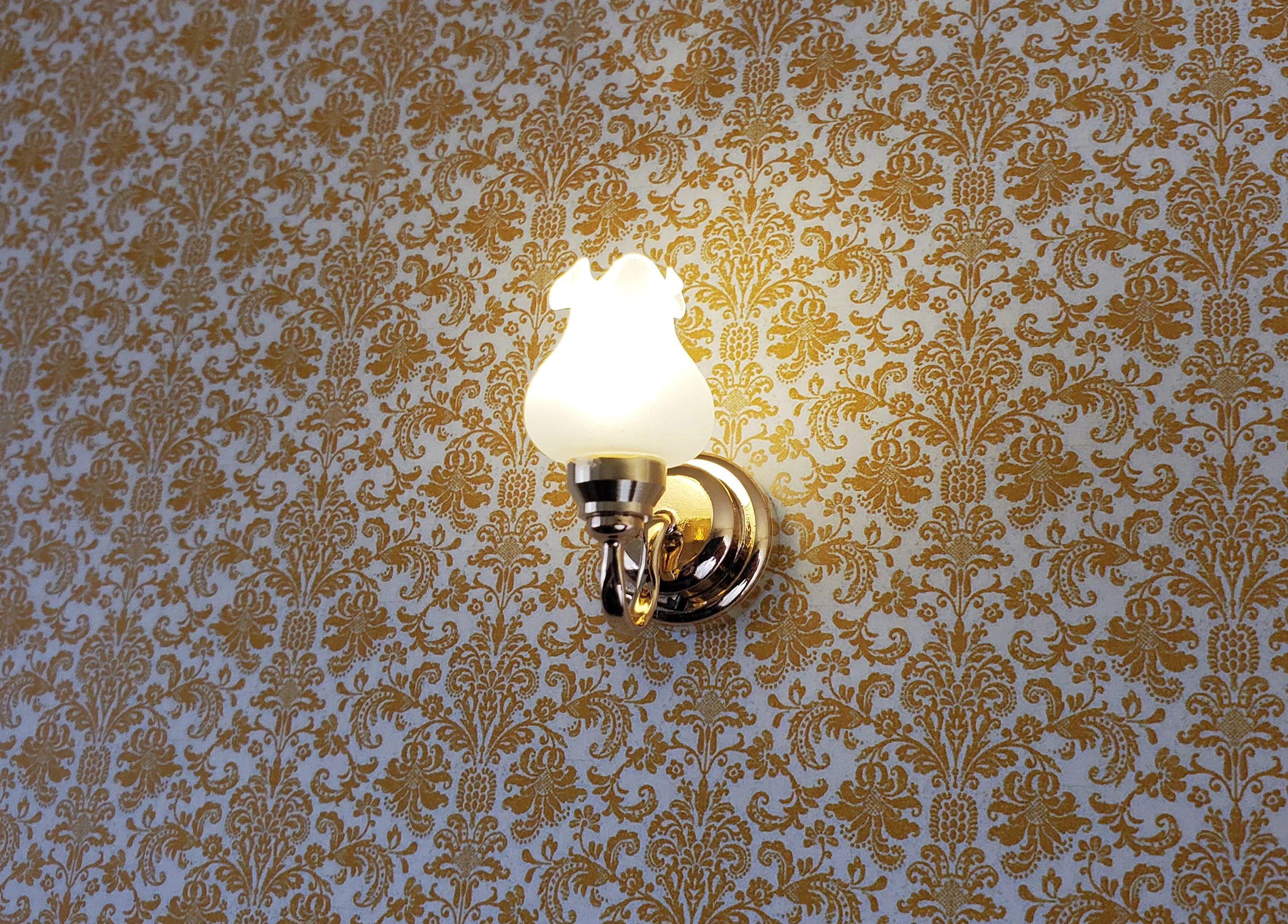 Dollhouse Battery Light Single Tulip Sconce Wand Operated 1:12 Scale Miniature - Image 7