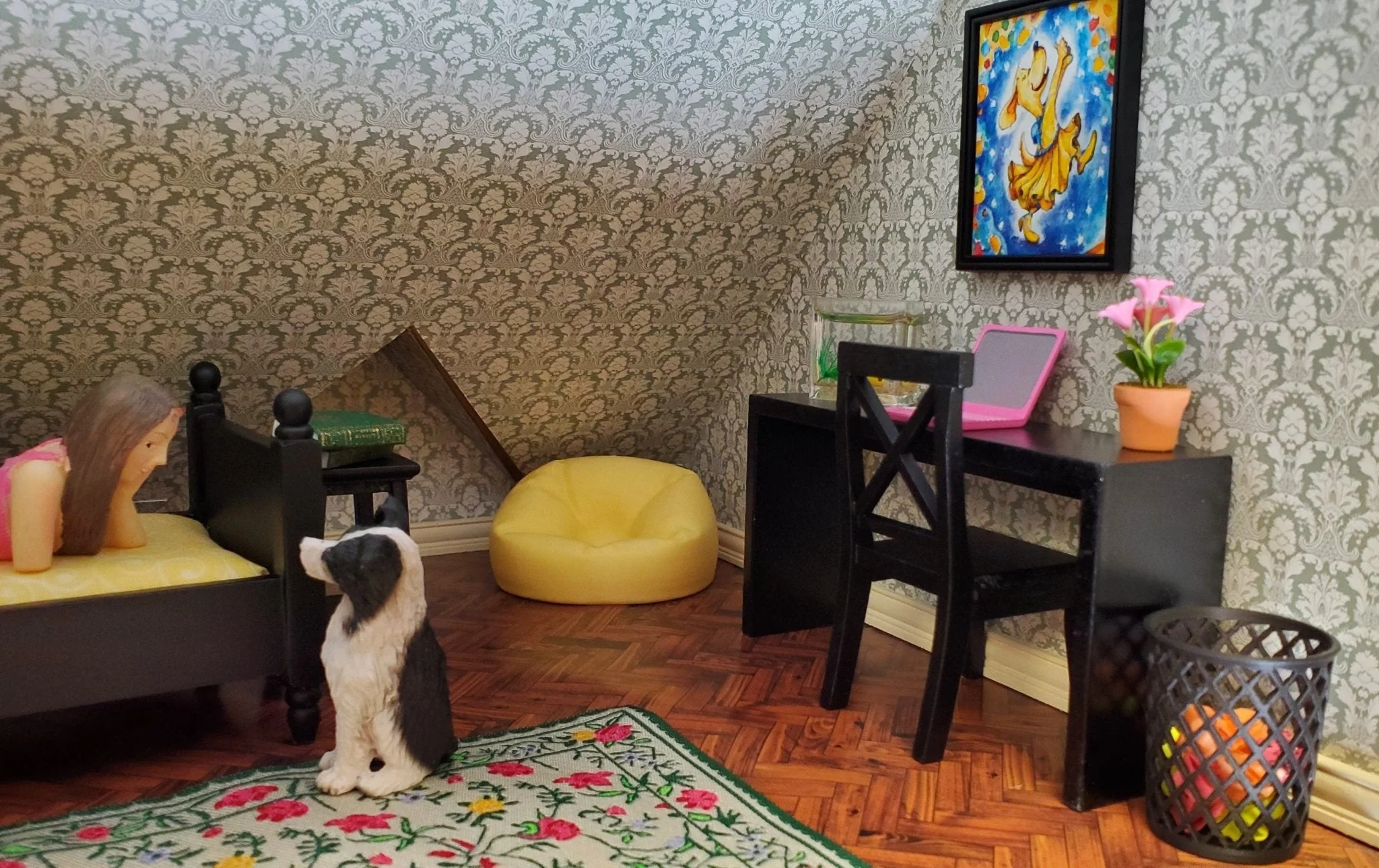 Dollhouse Bean Bag Chair for Child Yellow Cream 3D Printed 1:12 Scale Miniature - Image 5