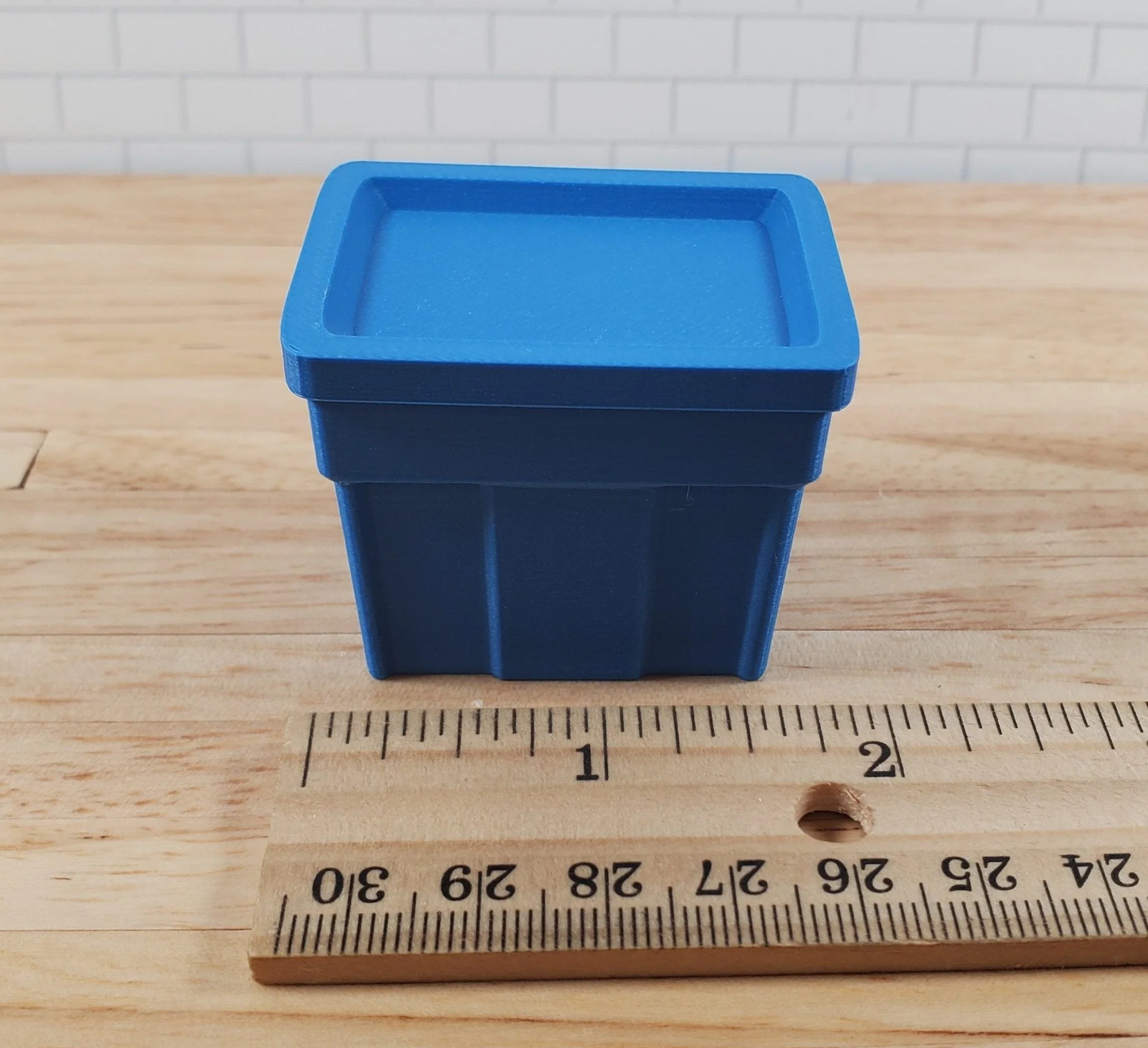 Dollhouse Blue Storage Bin Top Opens 1:12 Scale Model Diorama Action Figures - Image 5