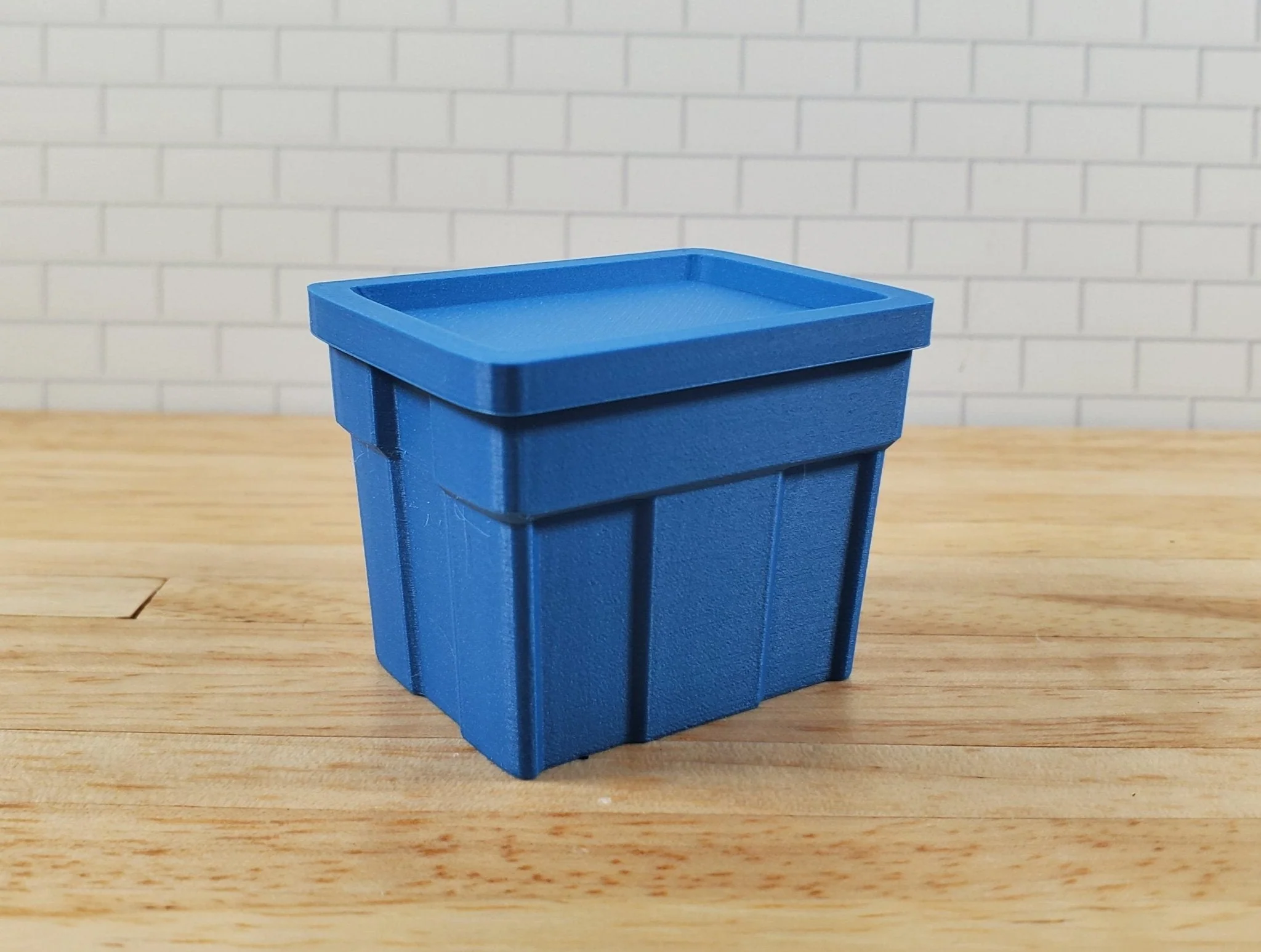Dollhouse Blue Storage Bin Top Opens 1:12 Scale Model Diorama Action Figures - Image 6