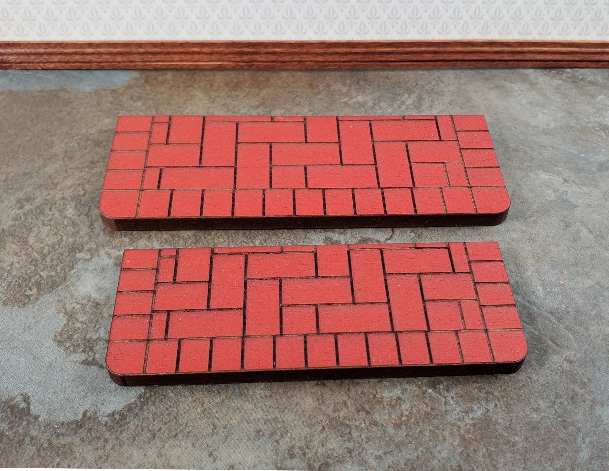 Dollhouse "Brick" Steps Exterior Double 2 pieces 1:12 Scale Miniature Dollhouse Building Supplies - Image 3