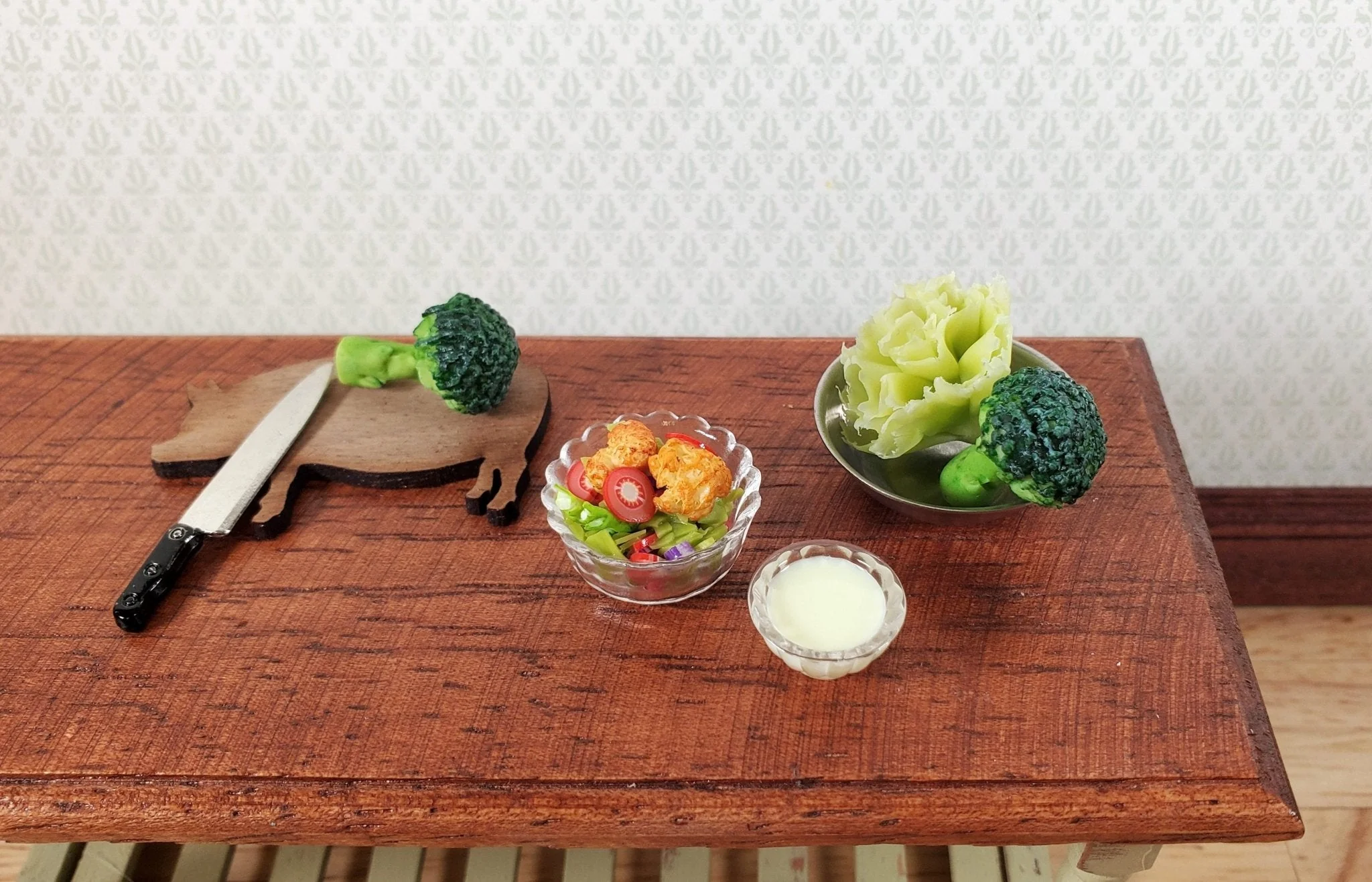 Dollhouse Broccoli 2 Heads 1:12 Scale Miniature Kitchen Food Vegetables - Image 3