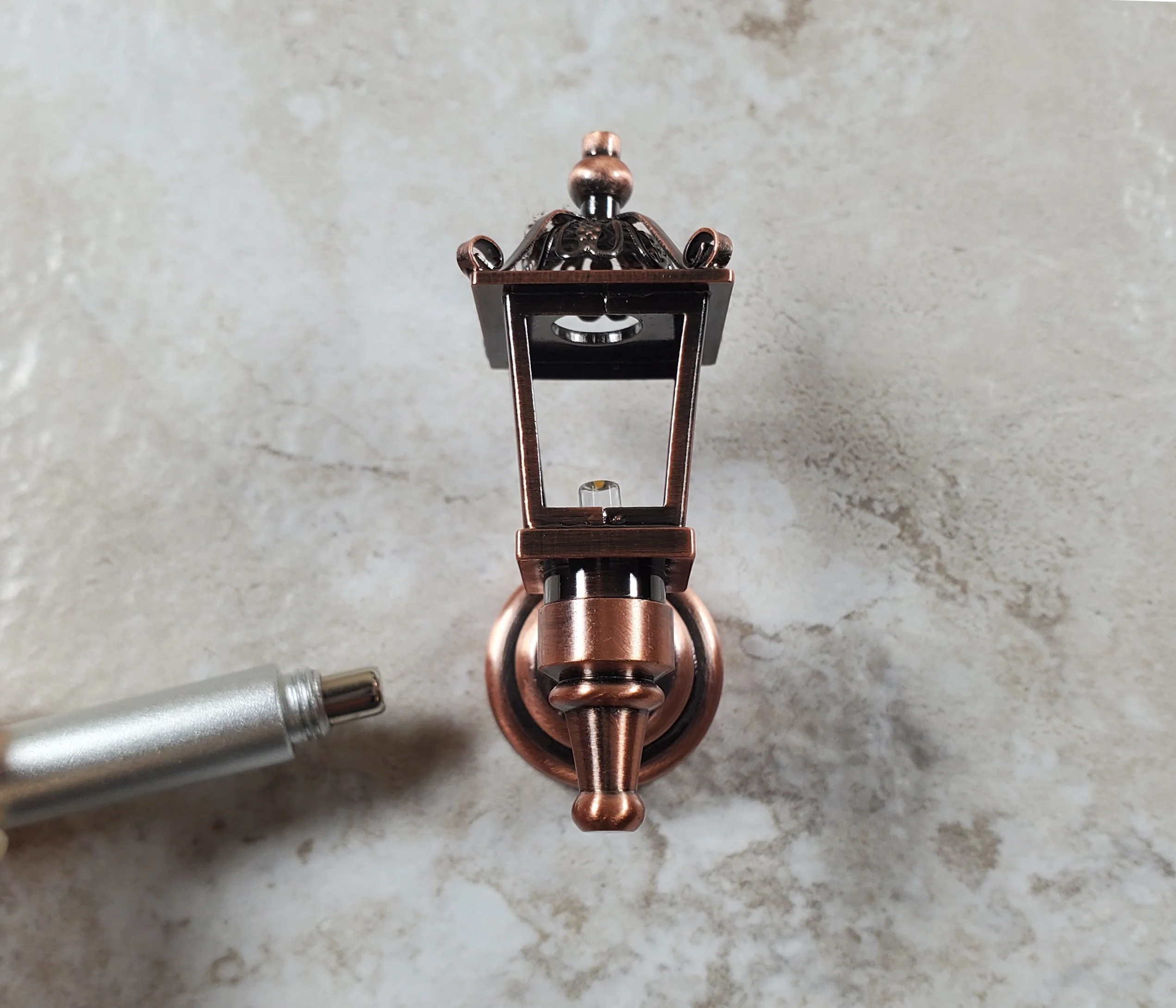 Dollhouse Carriage Light Lantern Bronze Wand Operated Battery 1:12 Scale Coach - Image 3