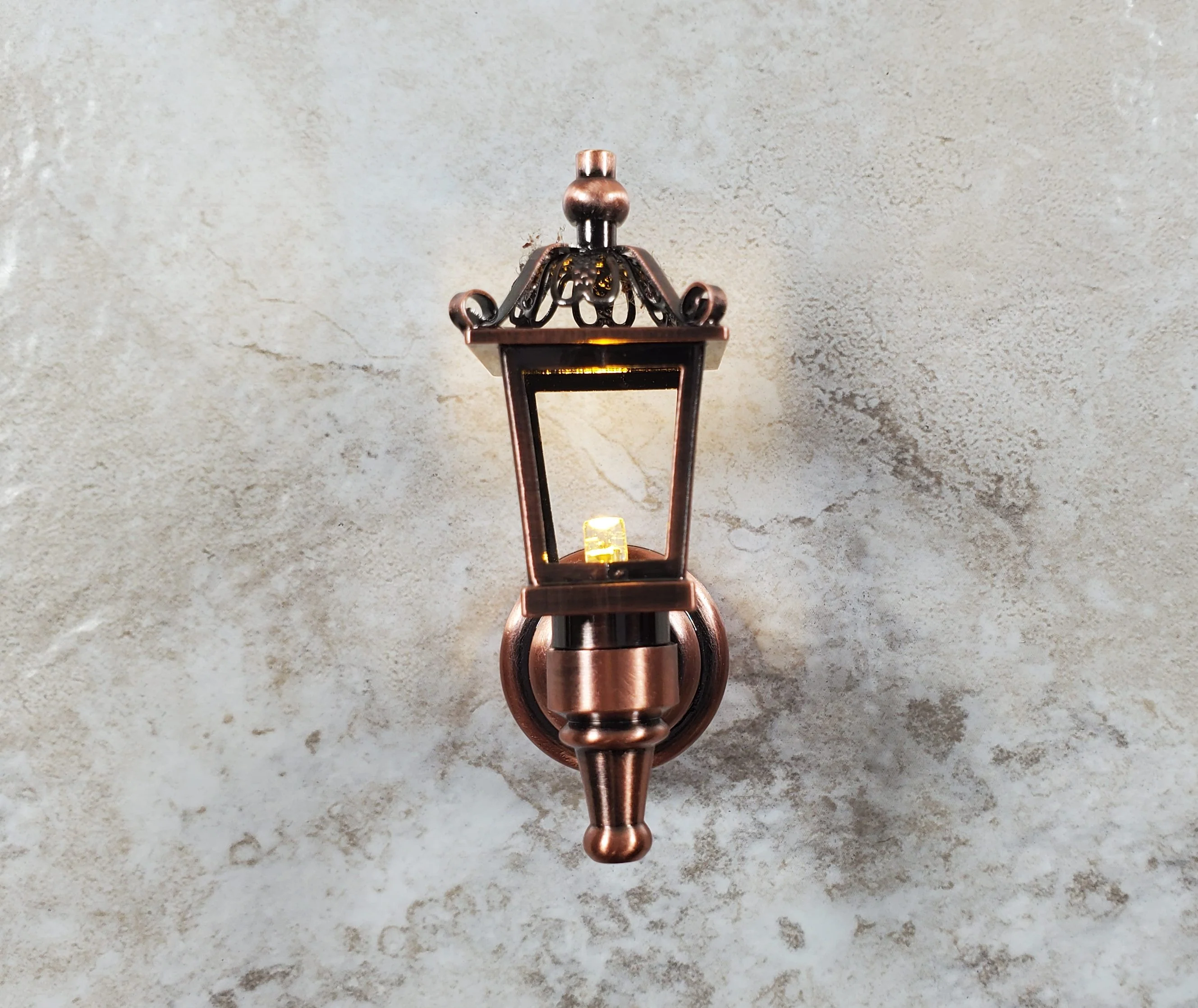 Dollhouse Carriage Light Lantern Bronze Wand Operated Battery 1:12 Scale Coach - Image 5