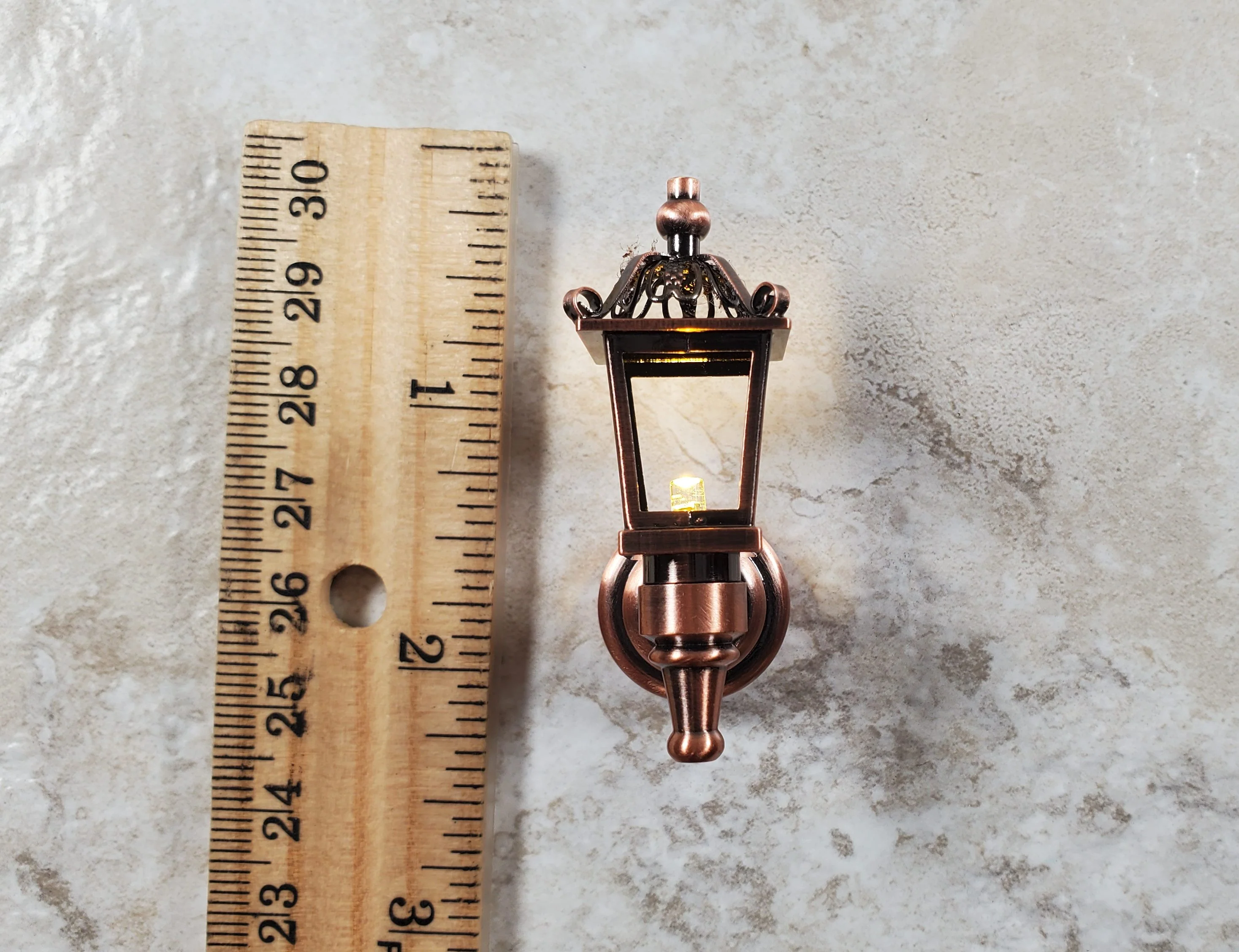 Dollhouse Carriage Light Lantern Bronze Wand Operated Battery 1:12 Scale Coach - Image 6