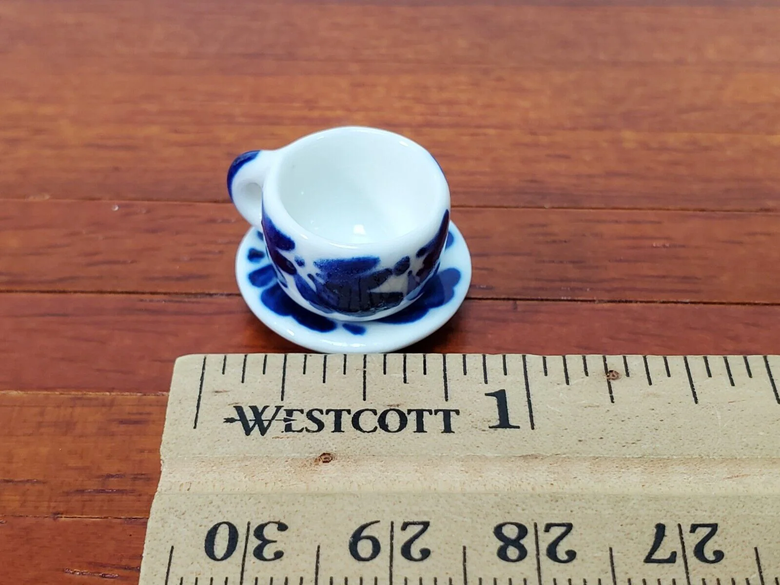Dollhouse Coffee Mug with Saucer Blue & White LARGE 1:6 Scale Miniature Kitchen - Image 6