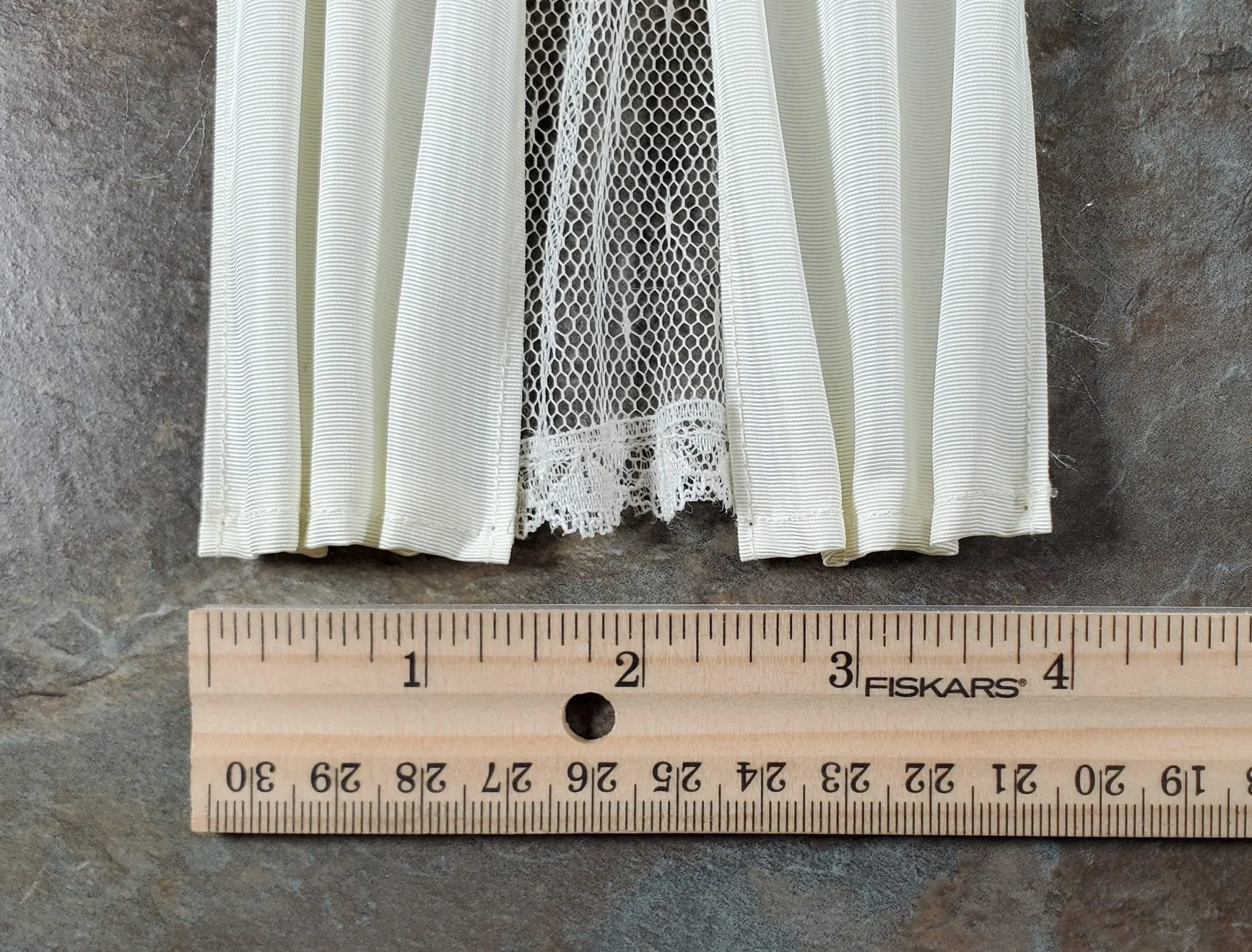 Dollhouse Curtains Fabric & Lace Cream and White Long 1:12 Scale Handmade - Image 3