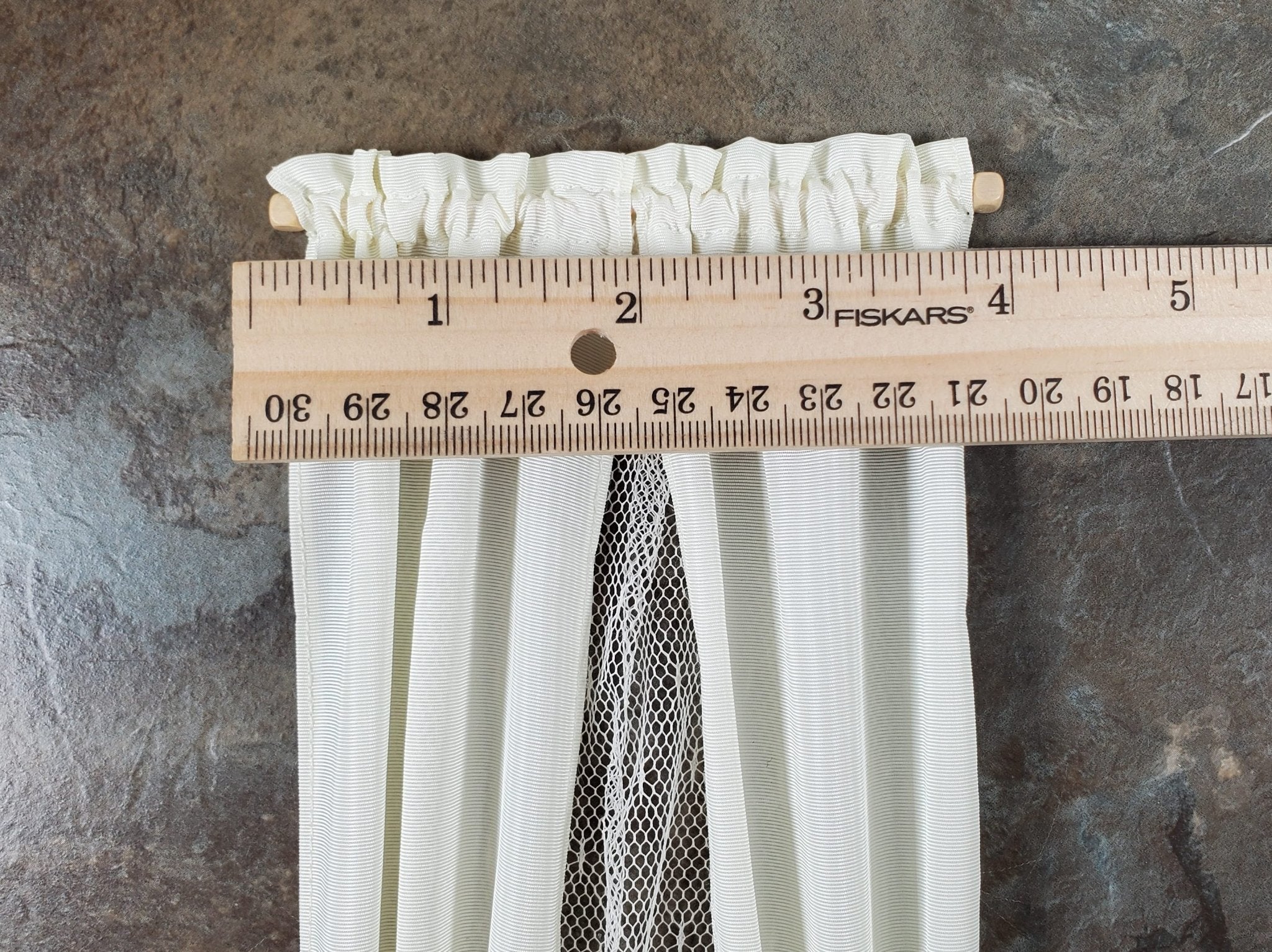 Dollhouse Curtains Fabric & Lace Cream and White Long 1:12 Scale Handmade - Image 4