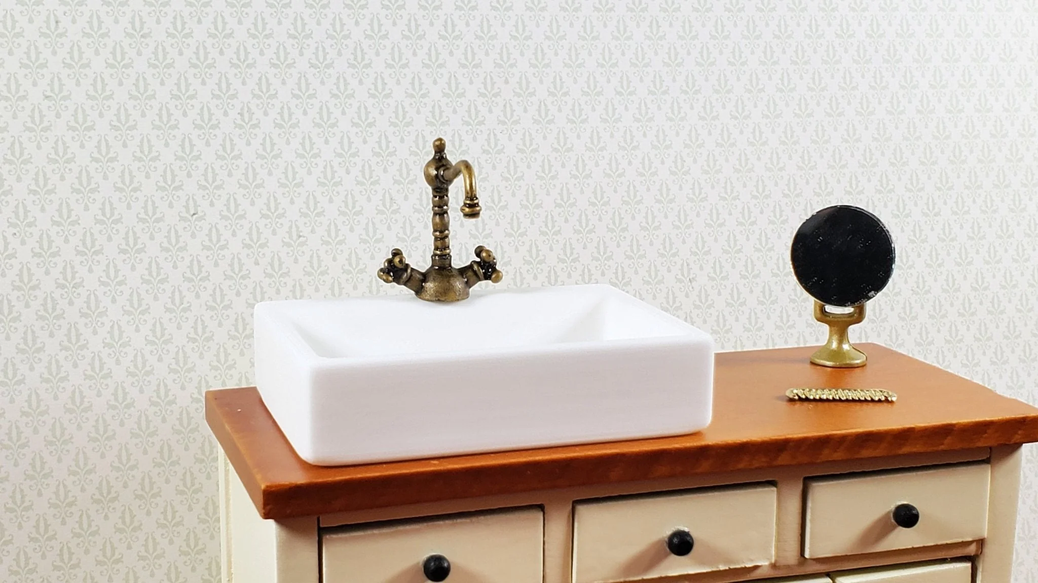 Dollhouse Faucet Tap Kitchen Bathroom Sink 1:12 Scale Antique Bronze 1:12 Scale Dollhouses and Miniatures - Image 3