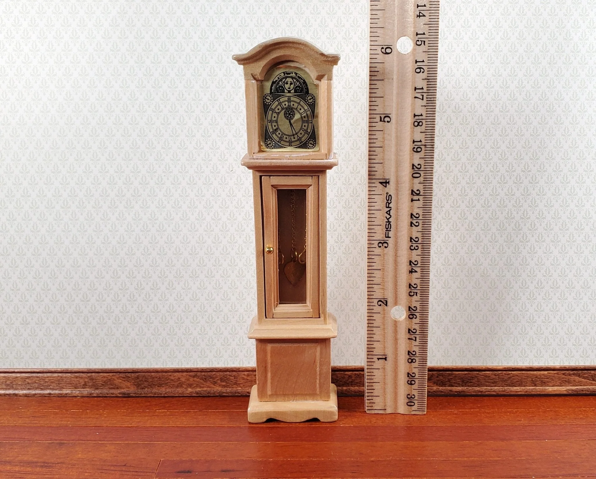 Dollhouse Grandfather Clock Opens Light Oak 1:12 Scale Miniature Furniture - Image 4