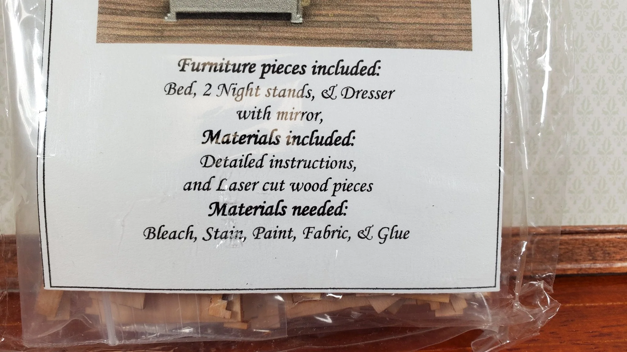 Dollhouse HALF SCALE Furniture DIY Kit Traditional Bedroom Bed Dressers 1:24 - Image 3