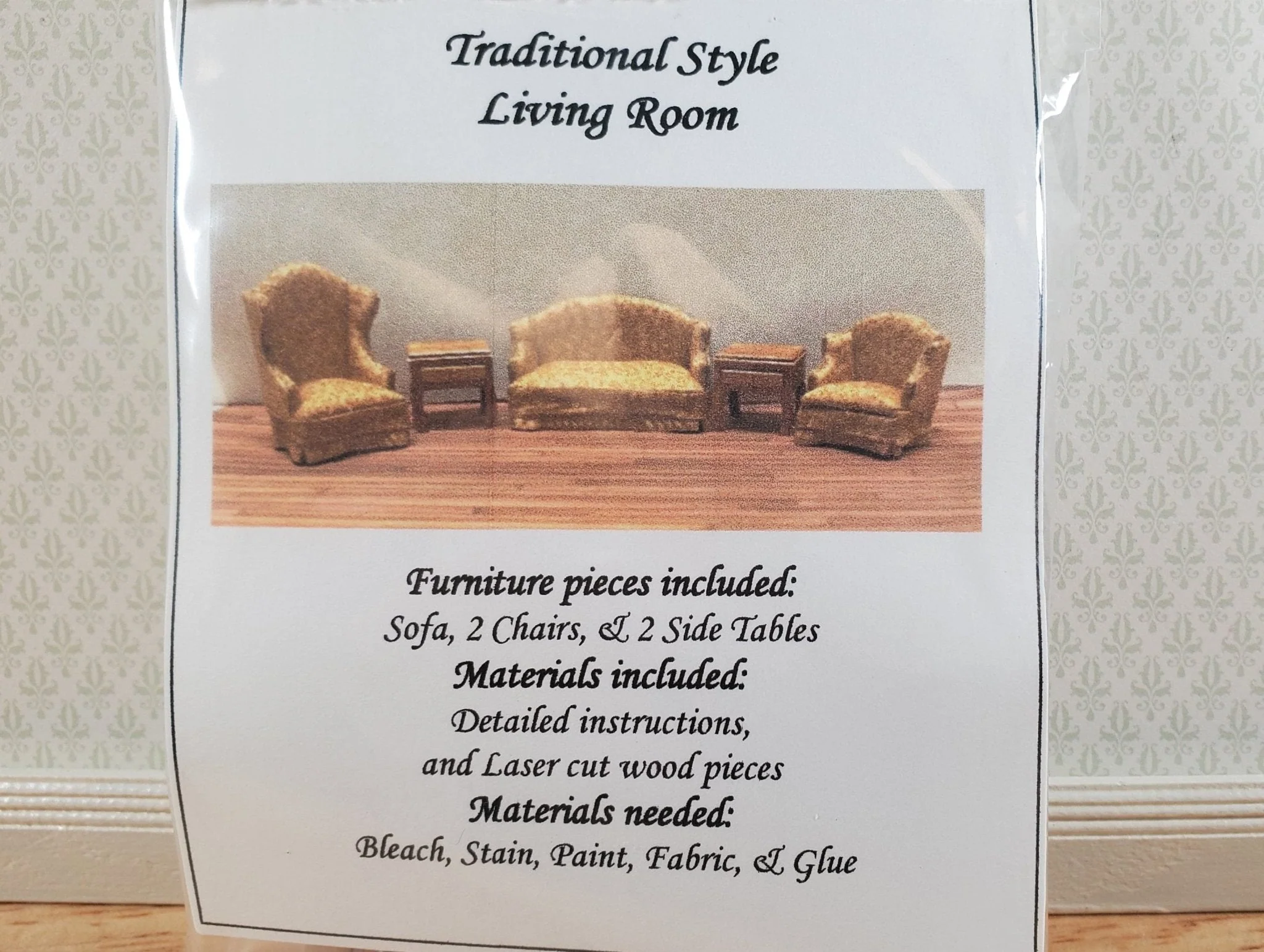 Dollhouse HALF SCALE Furniture KIT DIY Living Room Set Traditional 1:24 Sofa + - Image 8