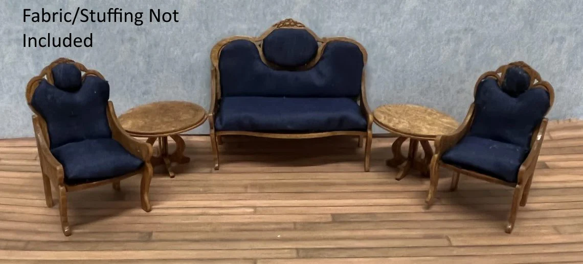 Dollhouse HALF SCALE Furniture KIT Victorian Living Room Set Sofa Chairs 1:24 - Image 3