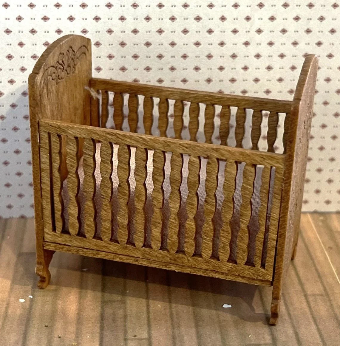 Dollhouse HALF SCALE Furniture KIT Victorian Nursery Set Crib Rocking Chair 1:24 - Image 5