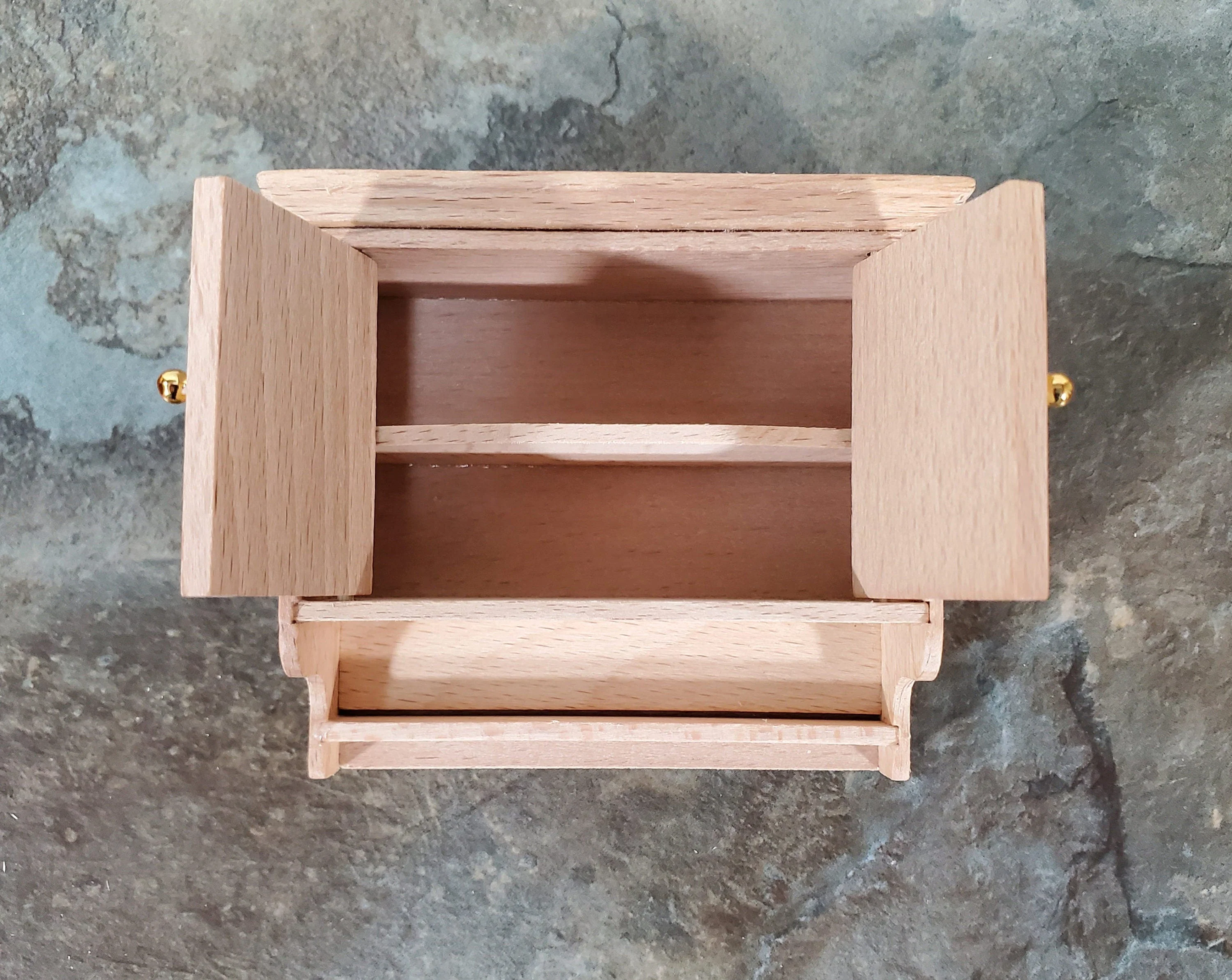 Dollhouse Kitchen Cupboard Cabinet Hanging with Doors Unpainted 1:12 Scale Miniature Furniture - Image 3