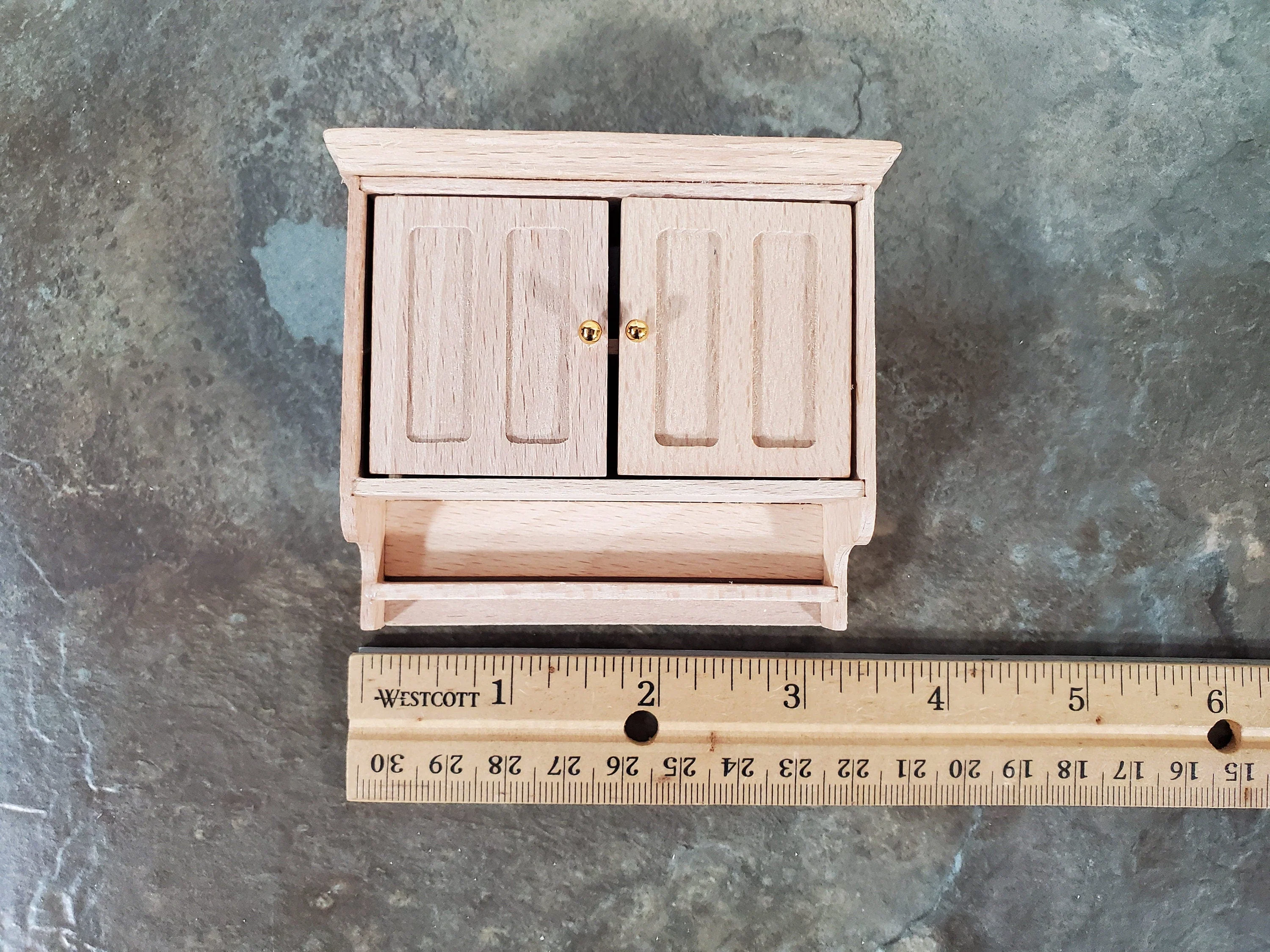 Dollhouse Kitchen Cupboard Cabinet Hanging with Doors Unpainted 1:12 Scale Miniature Furniture - Image 4