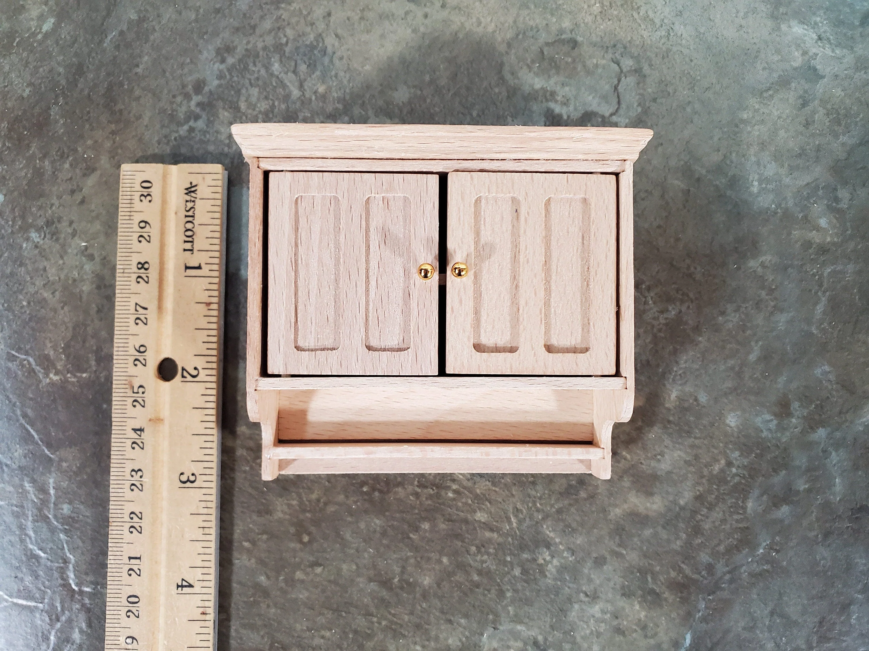 Dollhouse Kitchen Cupboard Cabinet Hanging with Doors Unpainted 1:12 Scale Miniature Furniture - Image 5