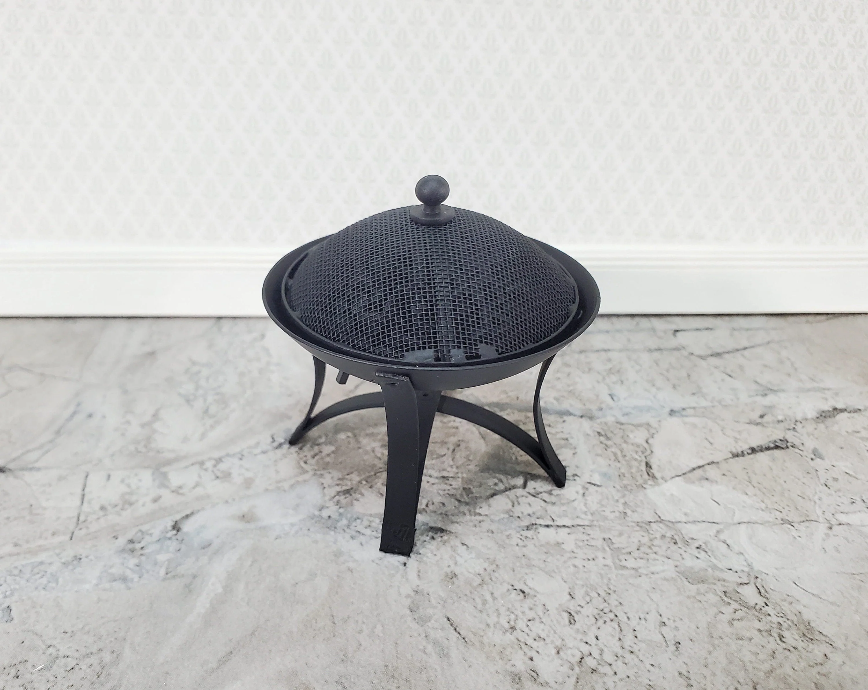 Dollhouse Fire Pit Basket for Patio Battery Operated 1:12 Scale Miniature - Image 3