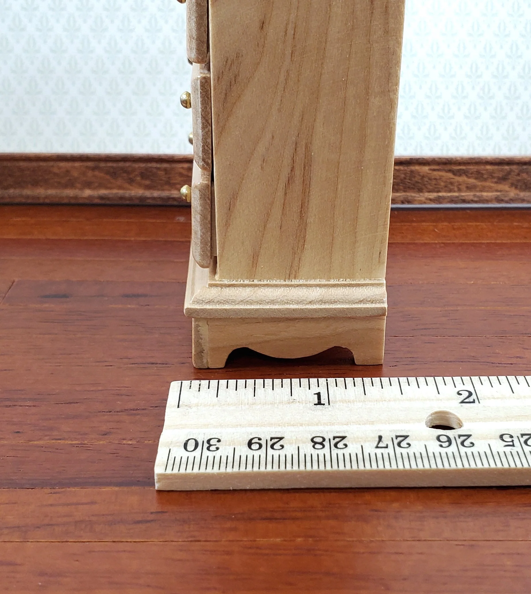 Dollhouse Miniature Dresser Chest Tall 4 Drawer 1:12 Scale Light Oak Finish - Image 6