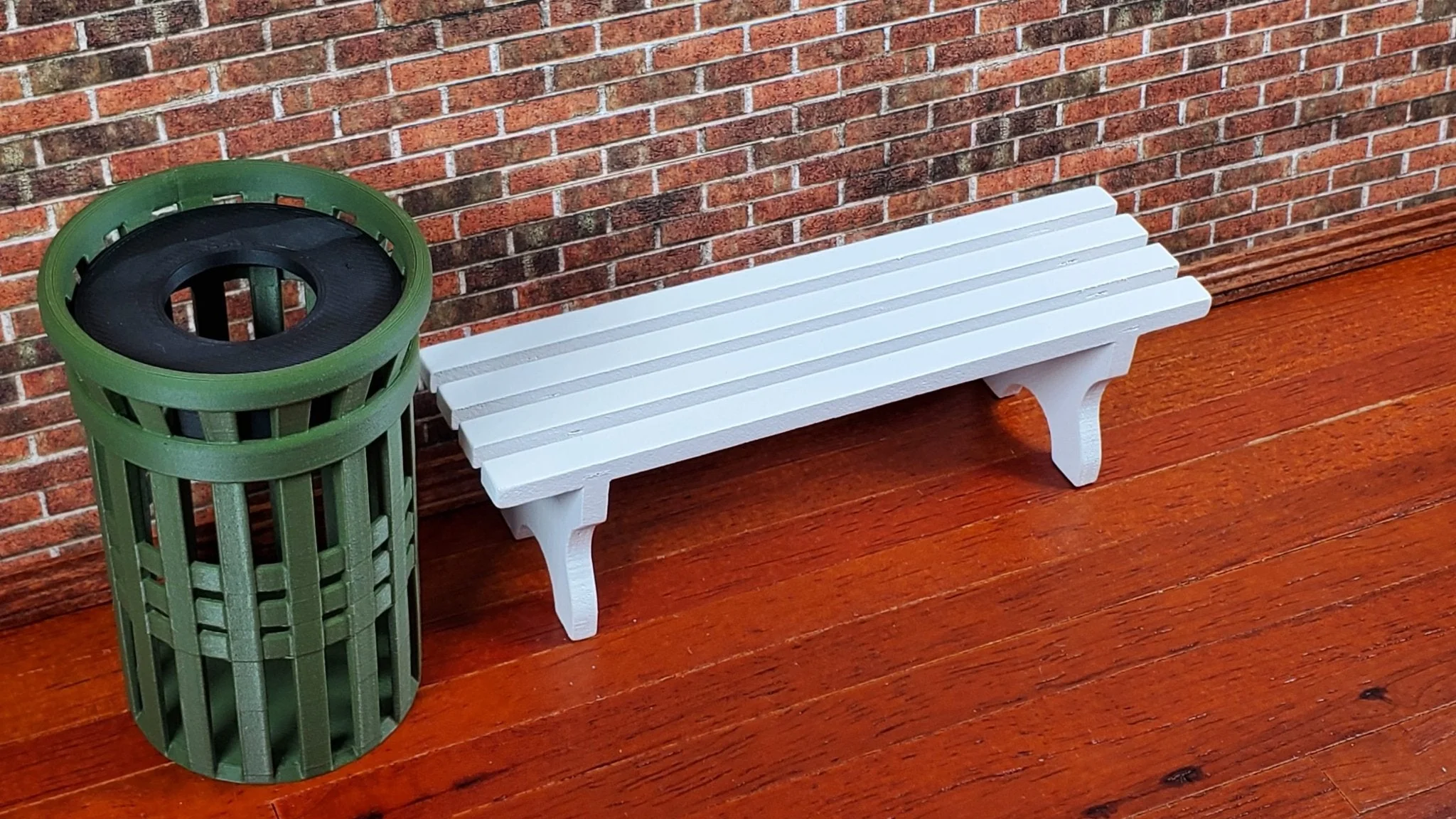 Dollhouse Garden Bench Slated Large White Wood 1:12 Scale Miniature Furniture - Image 3