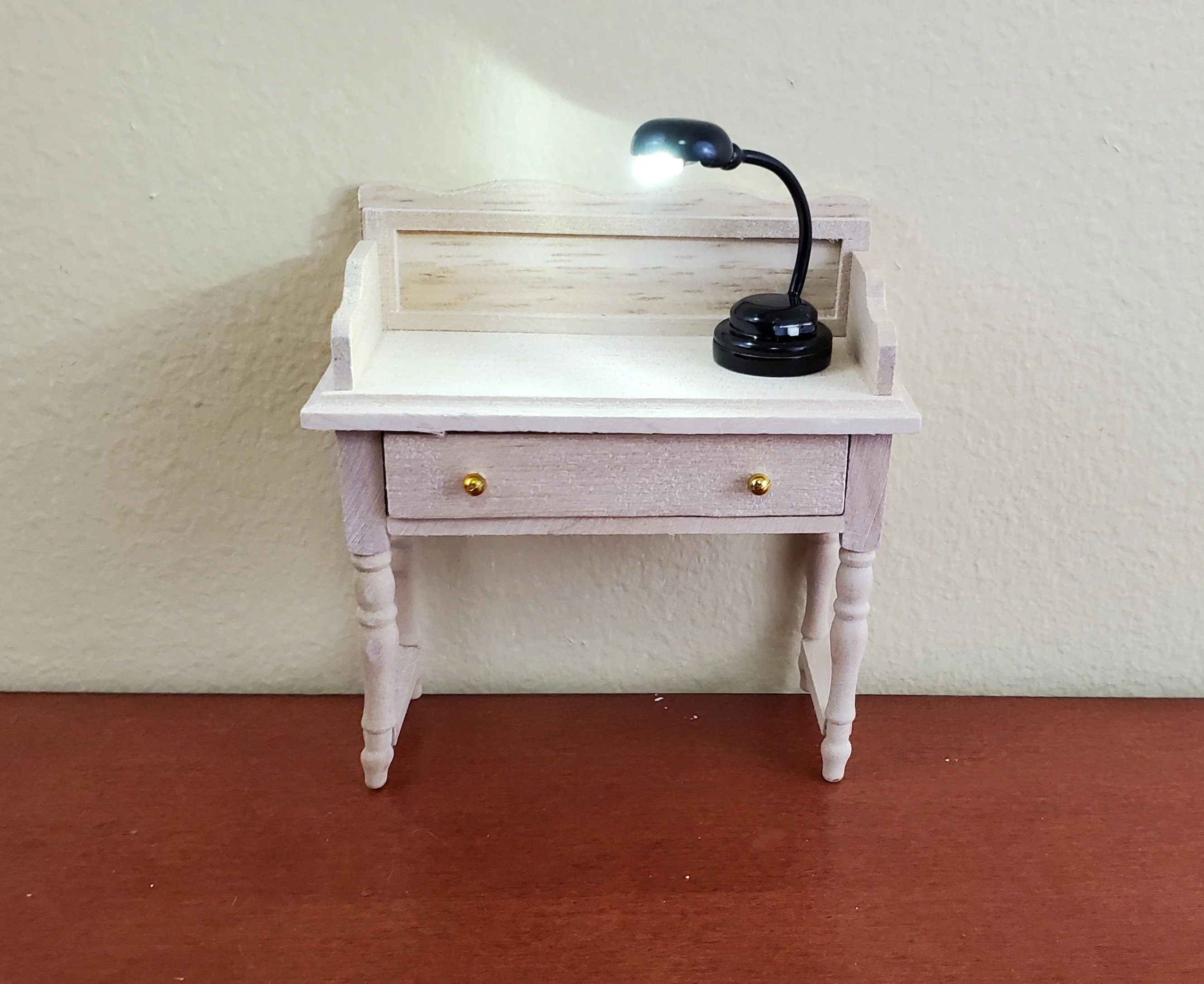 Dollhouse Miniature Battery Light Modern Desk Table Lamp Black 1:12 Scale - Image 3