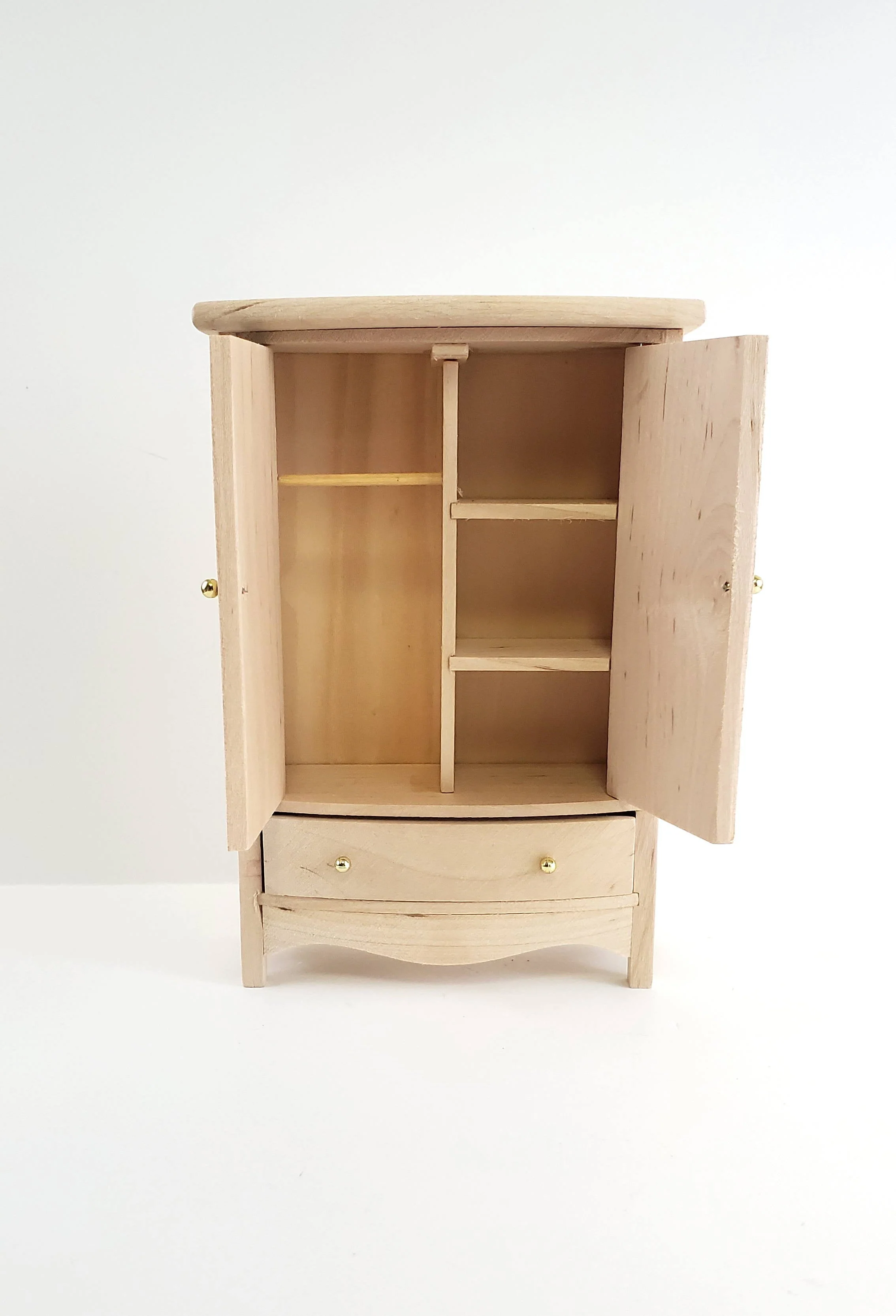 Dollhouse Miniature Wardrobe Armoire Closet Large Unfinished 1:12 Miniature Furniture - Image 3