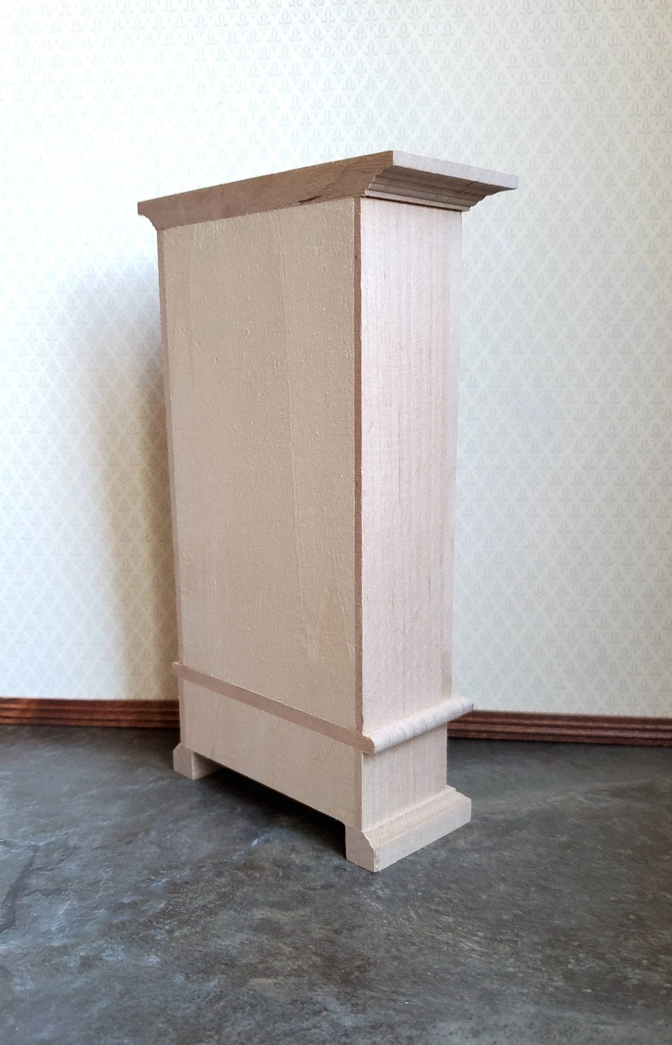 Dollhouse Miniature Wardrobe Armoire Closet Mirrored Furniture 1:12 Scale Unfinished Wood - Image 7