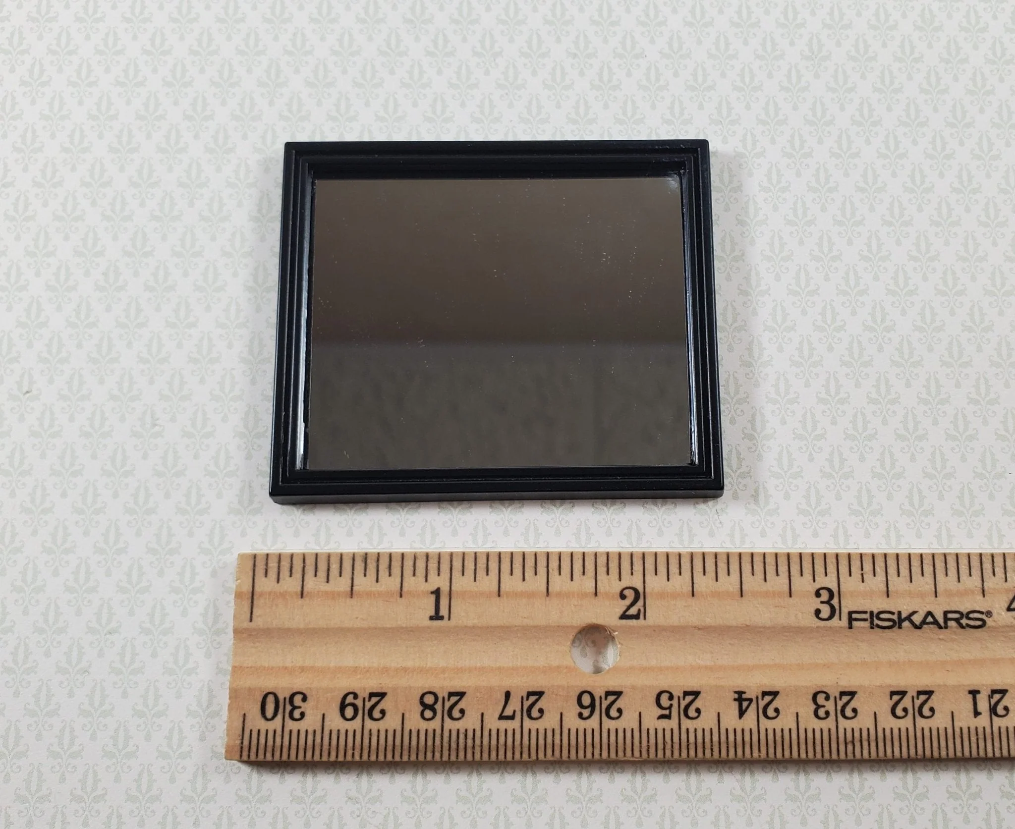 Dollhouse Mirror Slim Black Metal Frame Modern Style 1:12 Scale Miniature - Image 3