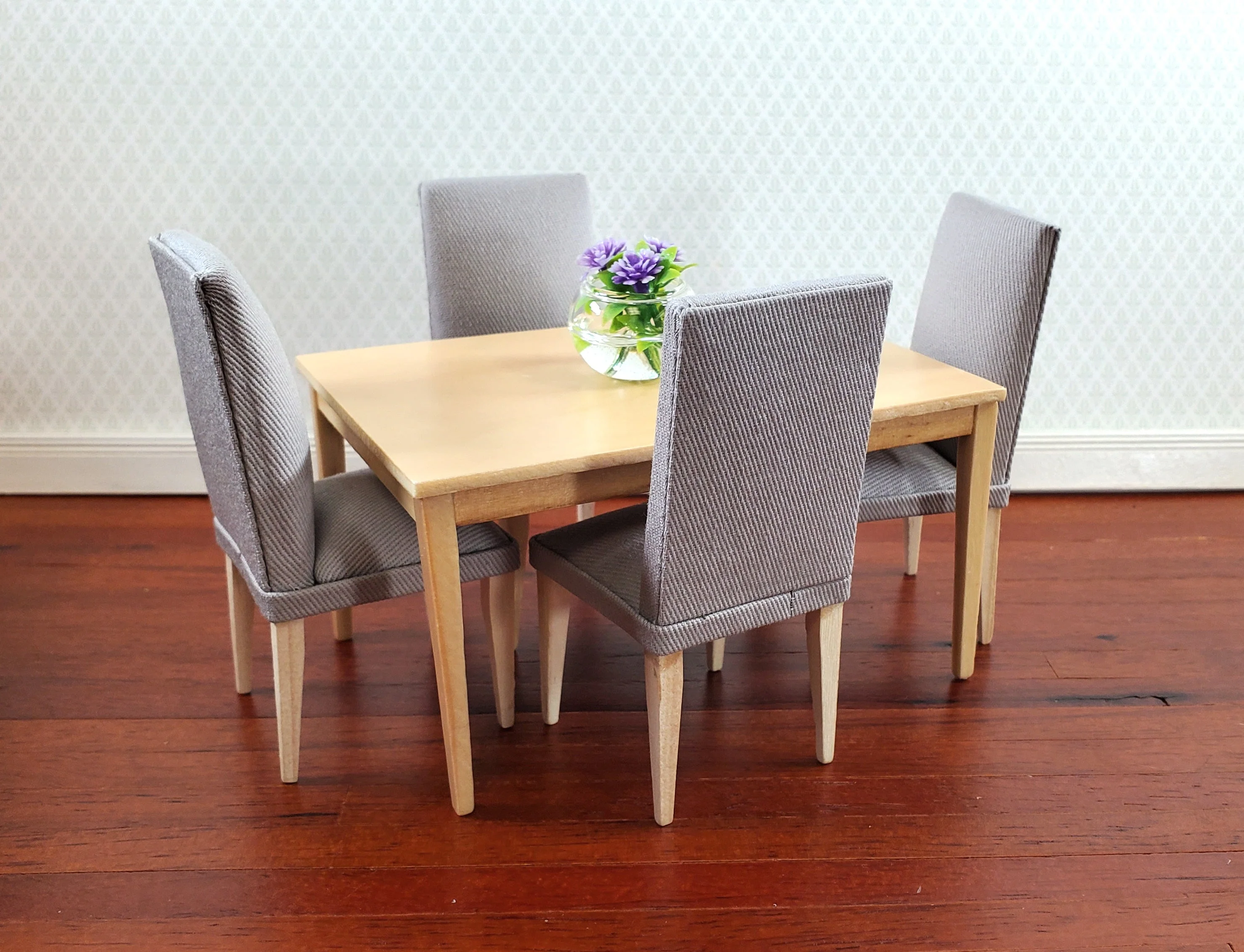 Dollhouse Modern Table Kitchen Dining Room Light Oak Finish 1:12 Scale Furniture - Image 4