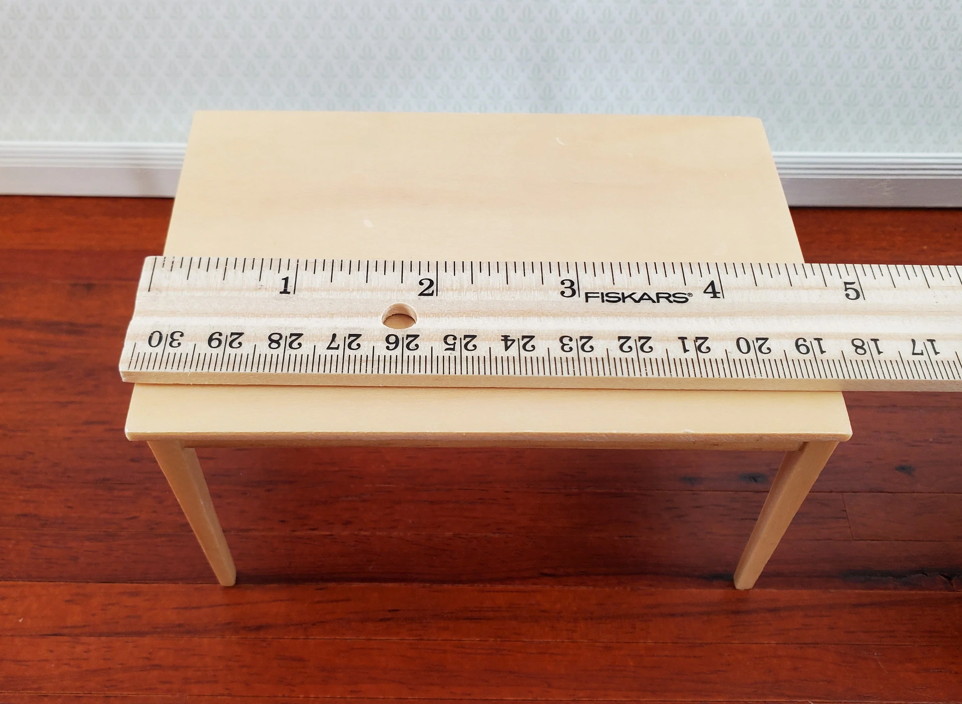 Dollhouse Modern Table Kitchen Dining Room Light Oak Finish 1:12 Scale Furniture - Image 7