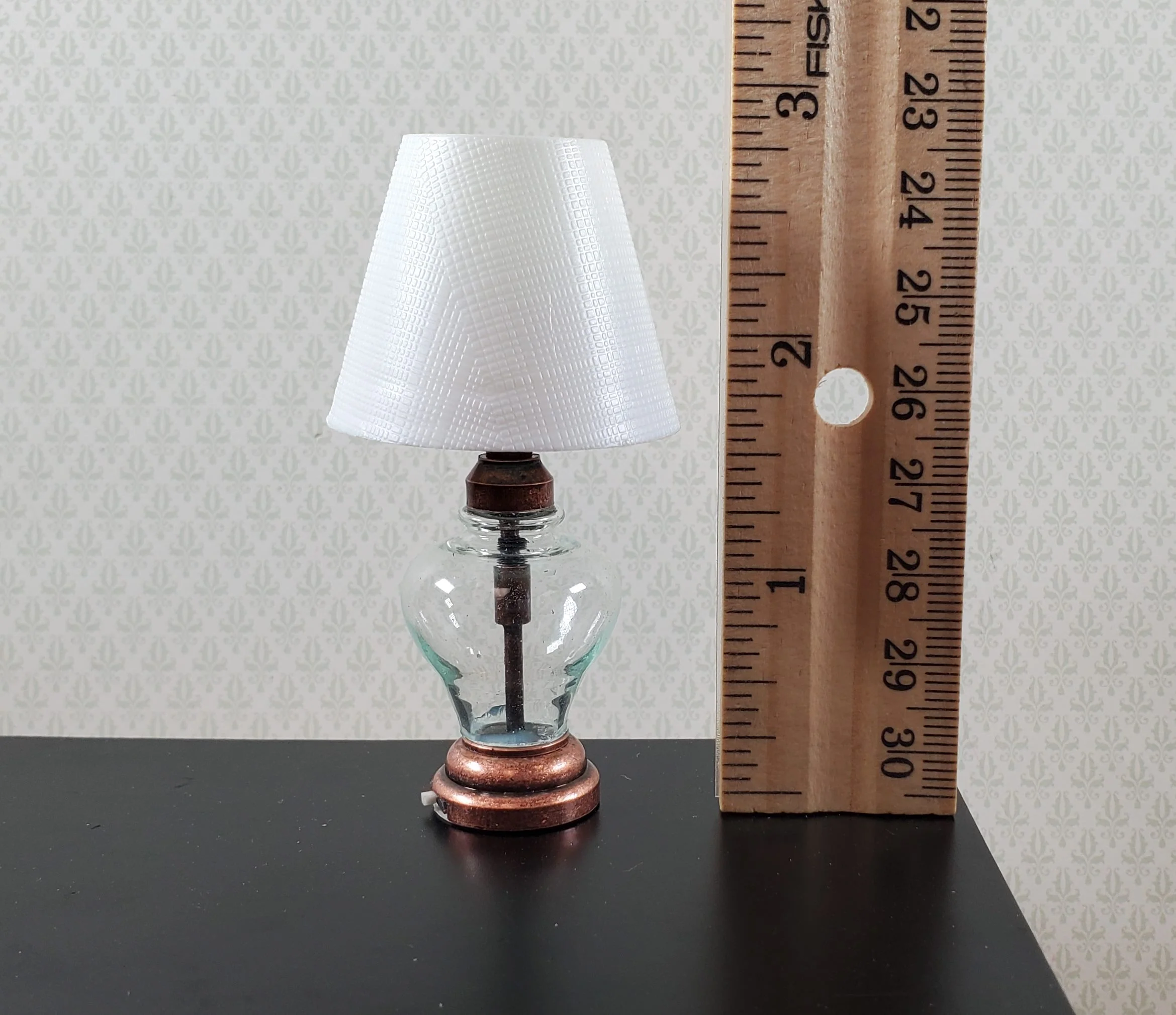 Dollhouse Modern Table Lamp Battery Operated Bronze 1:6 Scale Houseworks 2382 - Image 3