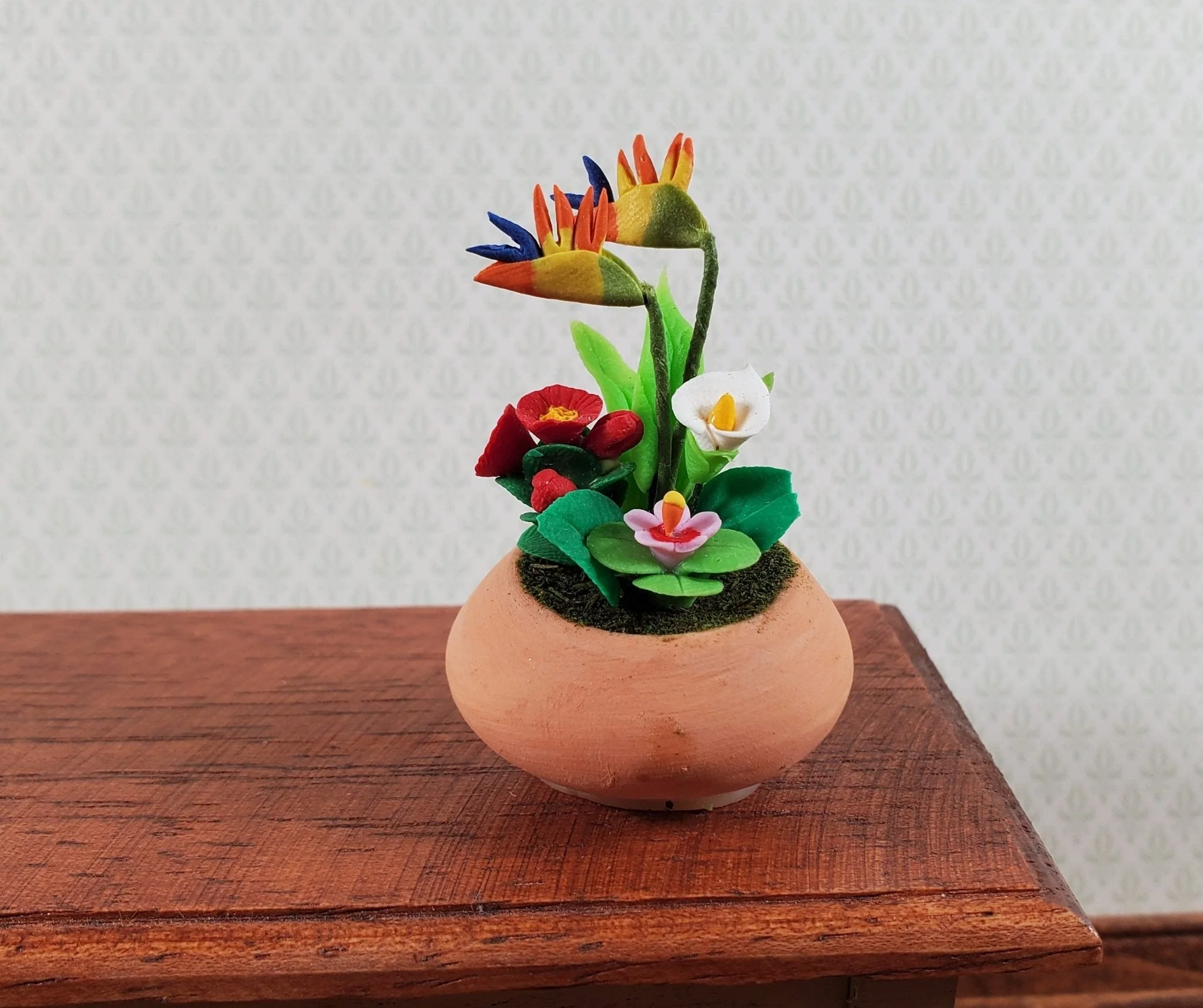 Dollhouse Potted Plant Bird of Paradise Flowers 1:12 Scale Miniature Terra Cotta - Image 3