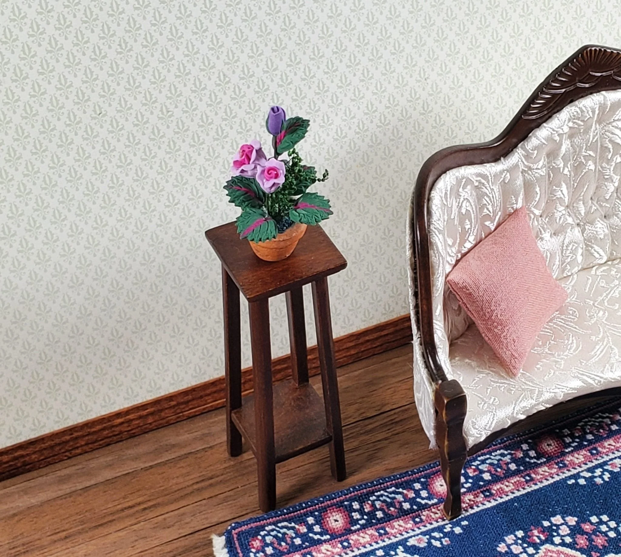 Dollhouse Roses Flowers Violet Purple Terra Cotta Pot 1:12 Scale Miniature Plant - Image 3